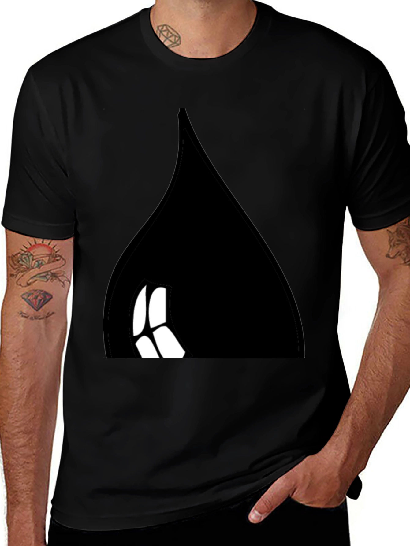 Black Tee with Abstract Design