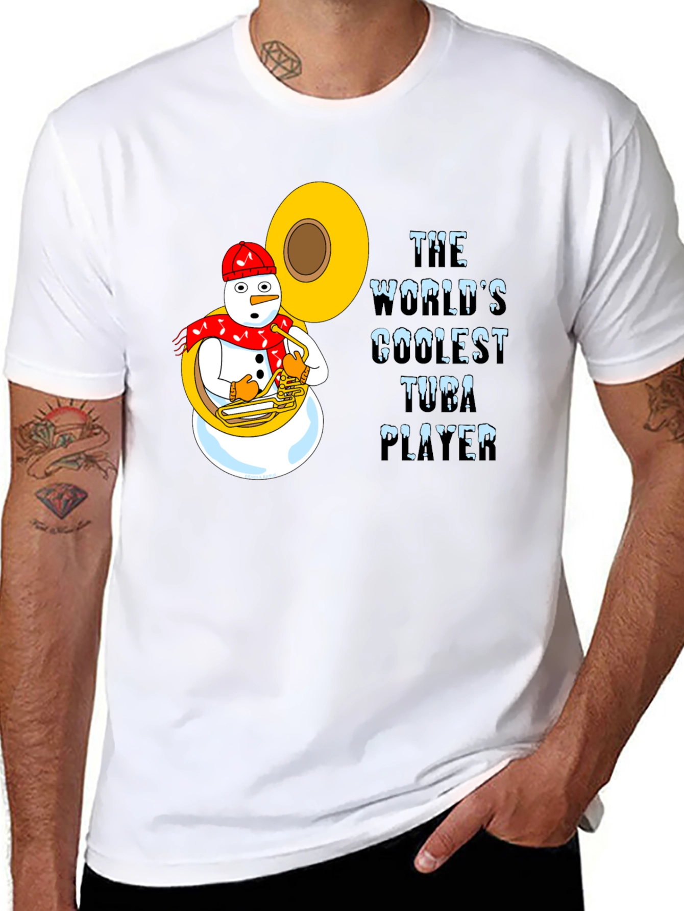 Coolest Tuba Player Snowman Graphic Tee
