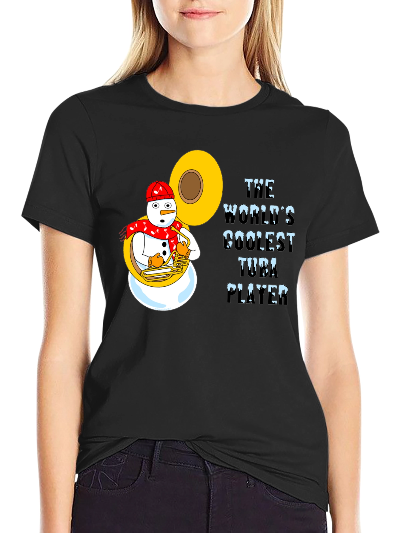 Coolest Tuba Player Snowman Graphic Tee