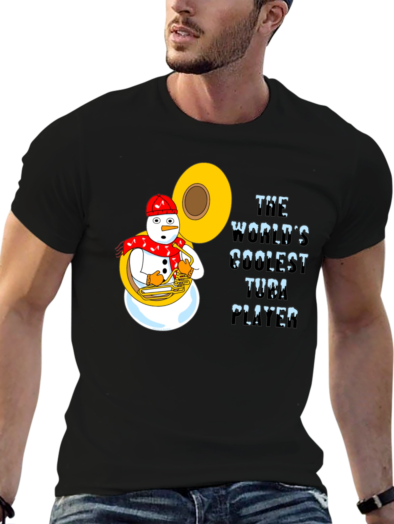 Coolest Tuba Player Snowman Graphic Tee