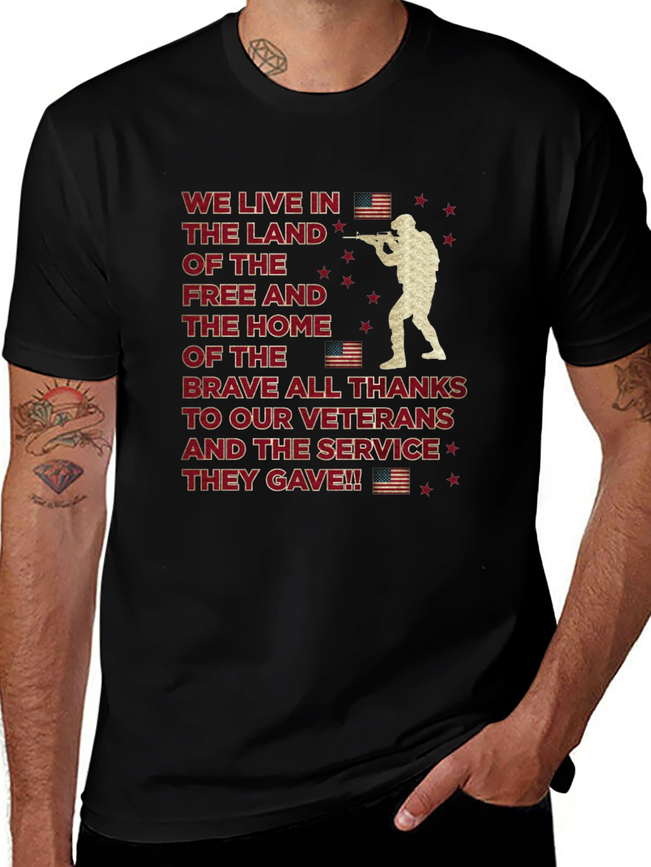 Patriotic Veteran T-Shirt - Land of the Free