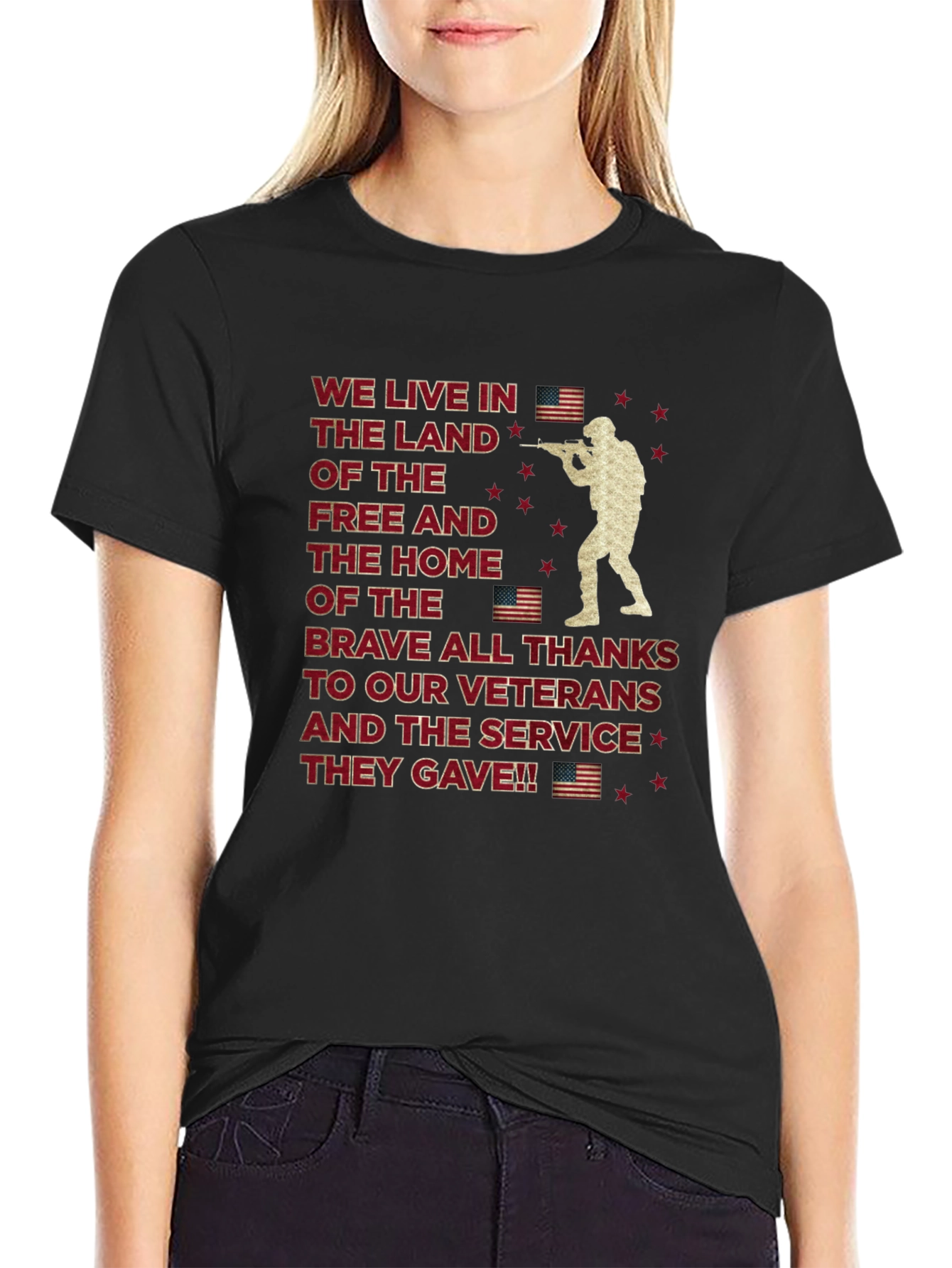 Patriotic Veteran T-Shirt - Land of the Free