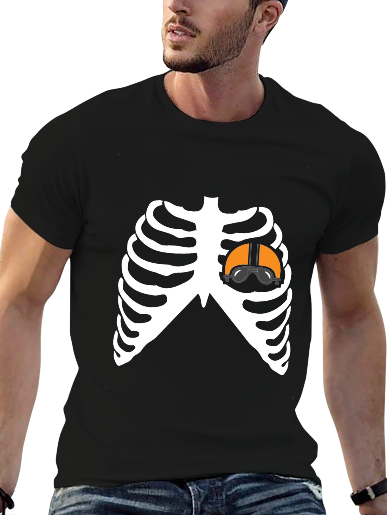 Pilot Heart Skeleton T-Shirt - Unique Halloween Costume Tee