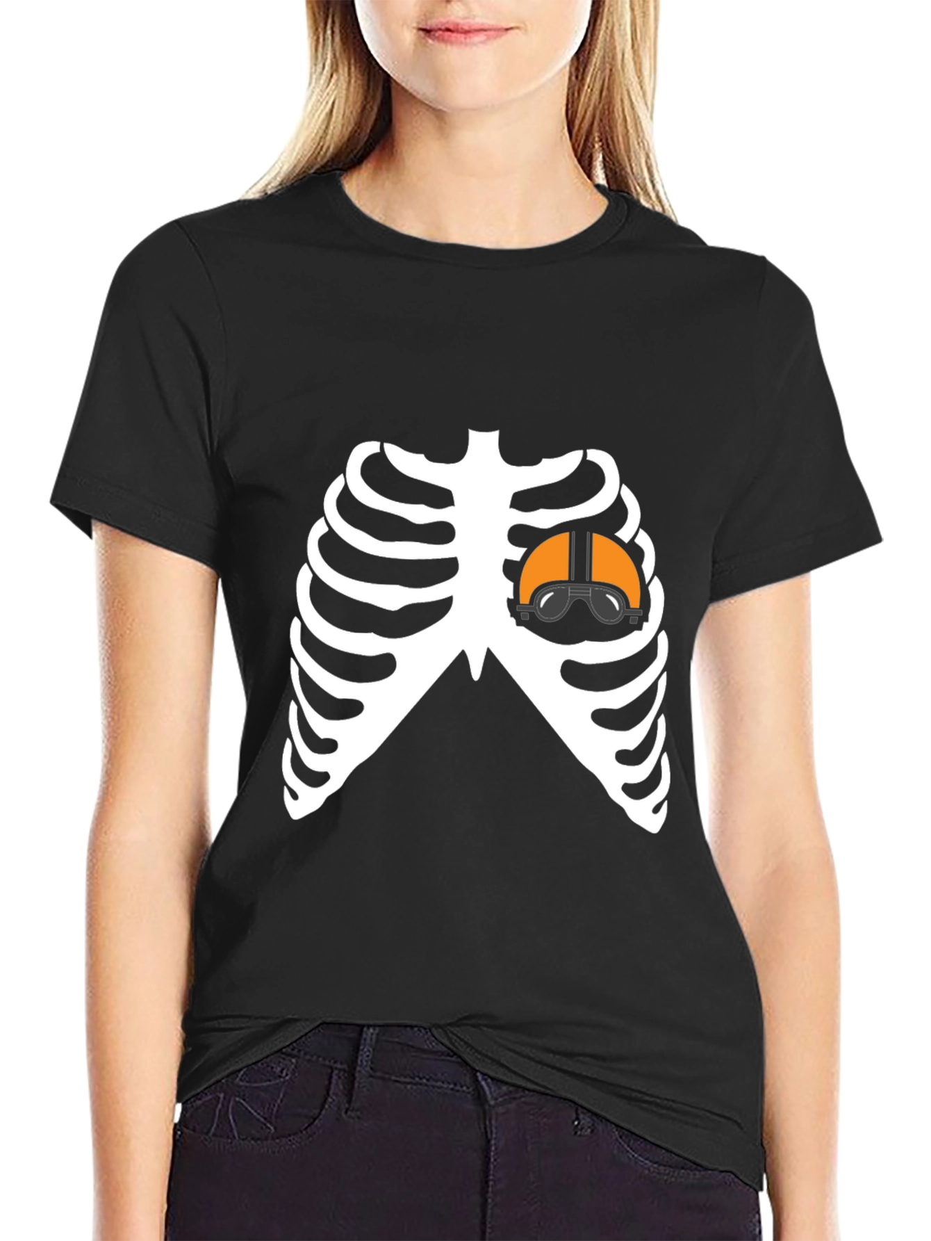 Pilot Heart Skeleton T-Shirt - Unique Halloween Costume Tee