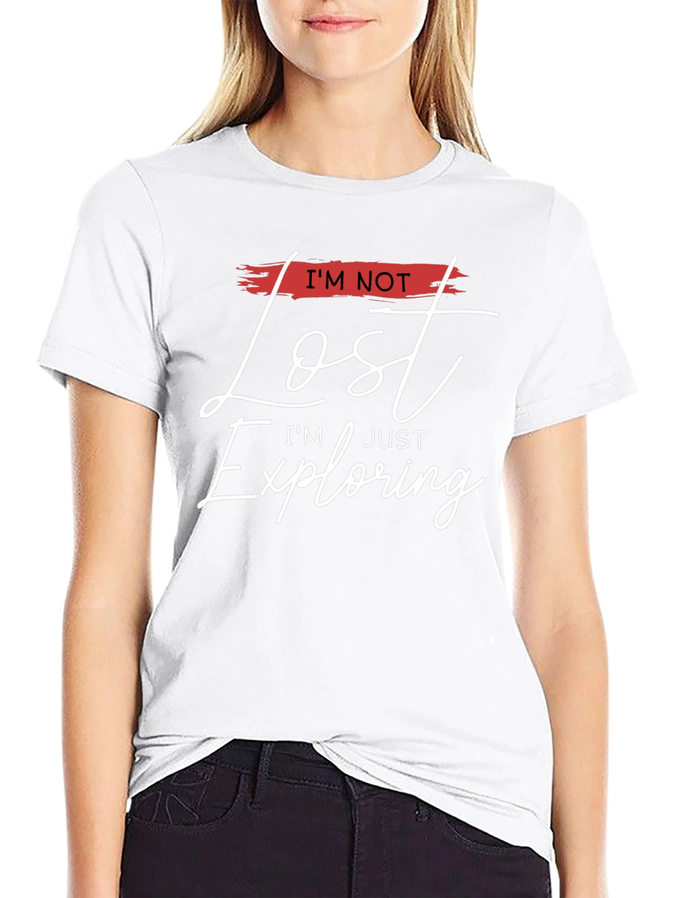 Im Not Lost Im Exploring Black Tee
