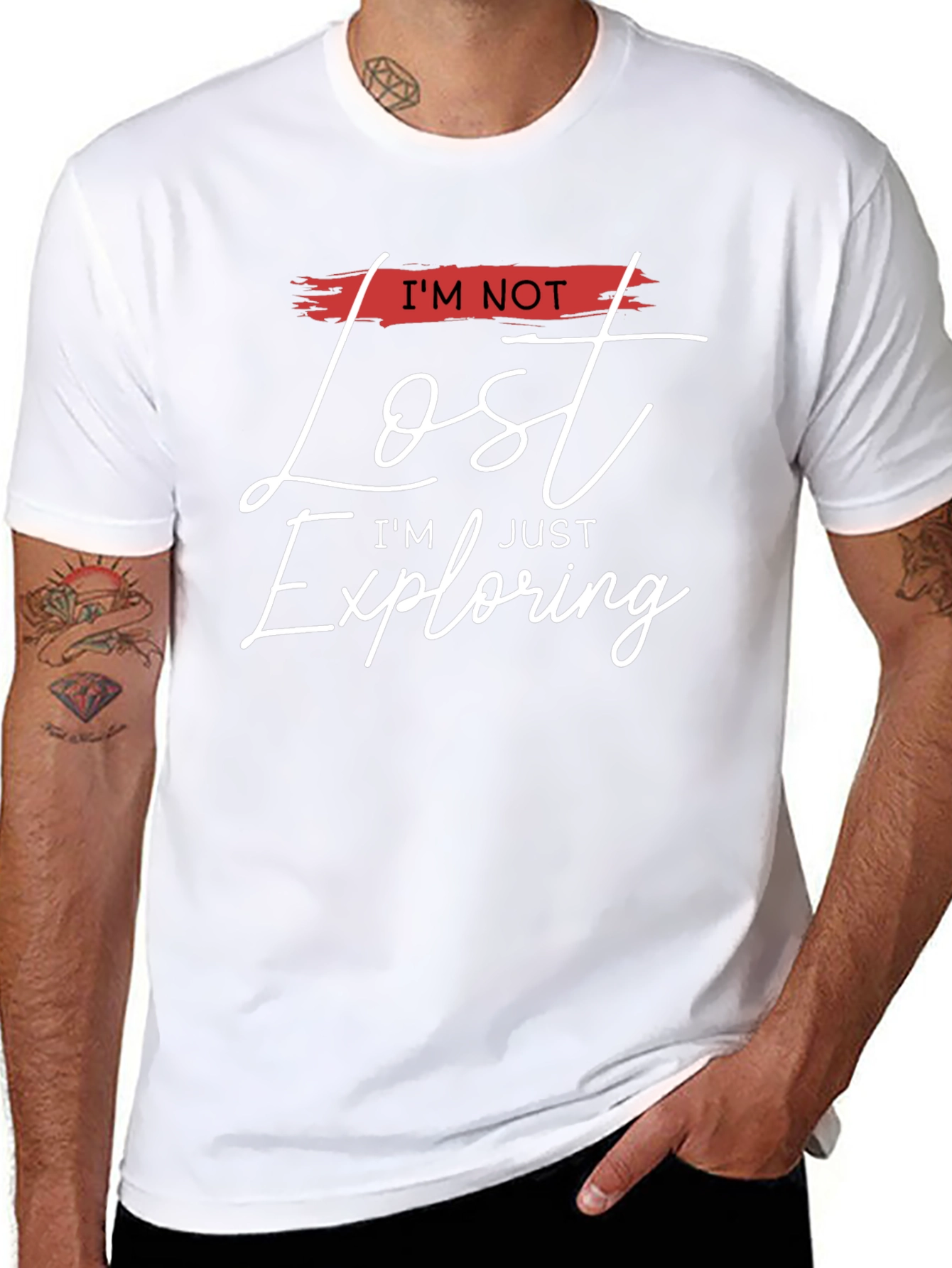Im Not Lost Im Exploring Black Tee