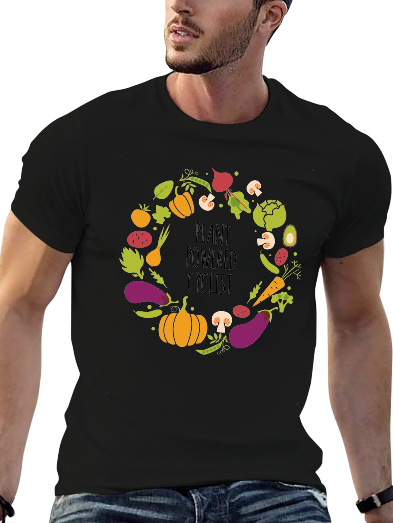 Plant Powered Cyclist Graphic T-Shirt Vegan Tee