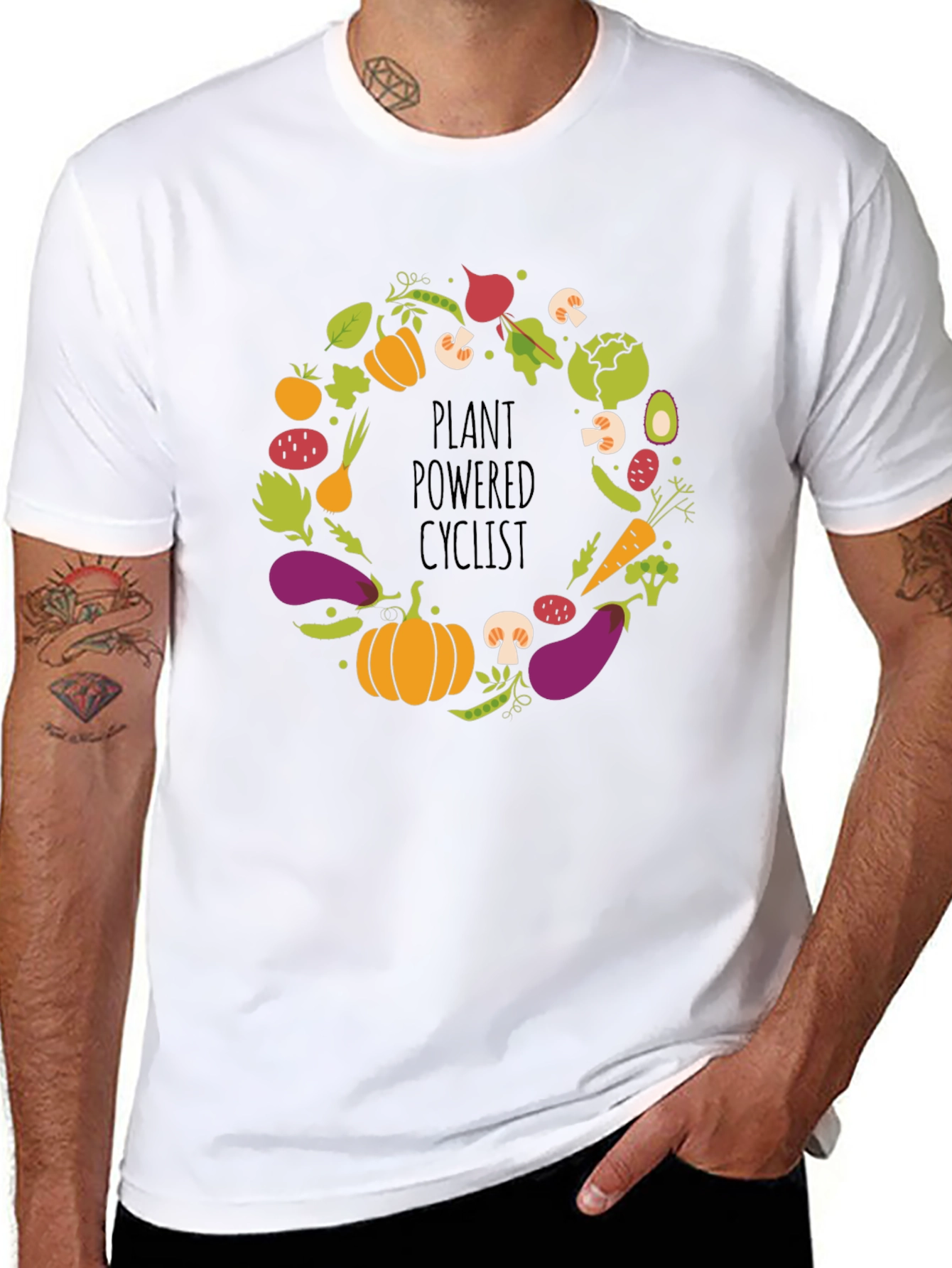 Plant Powered Cyclist Graphic T-Shirt Vegan Tee