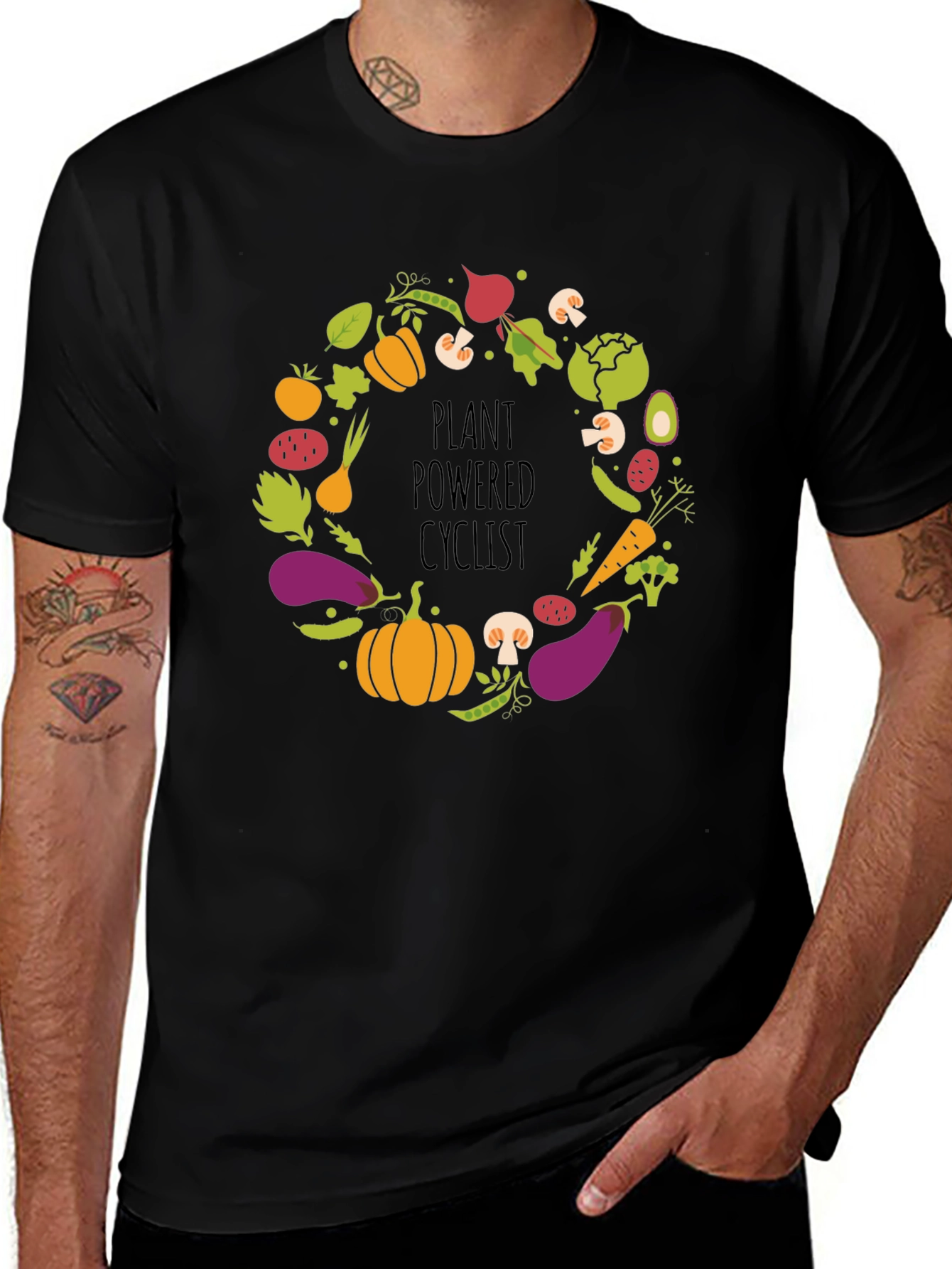 Plant Powered Cyclist Graphic T-Shirt Vegan Tee
