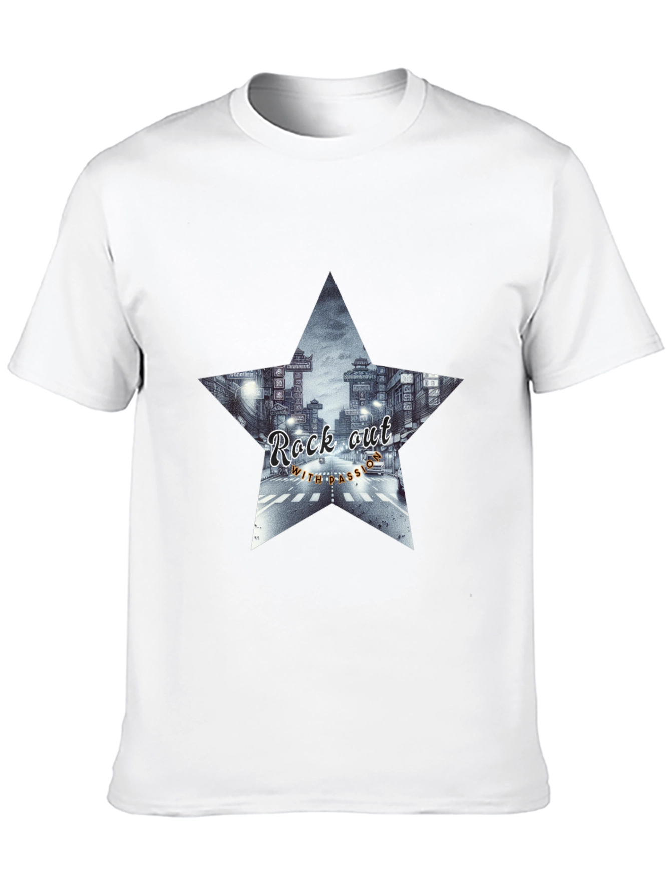 Rock Out Star Graphic Tee - Black Cotton T-Shirt