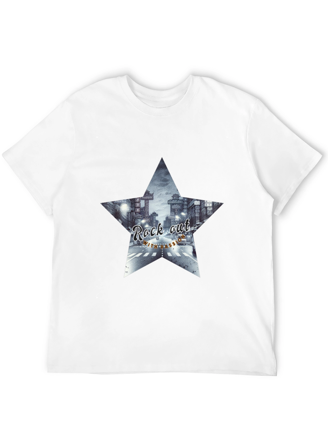 Rock Out Star Graphic Tee - Black Cotton T-Shirt