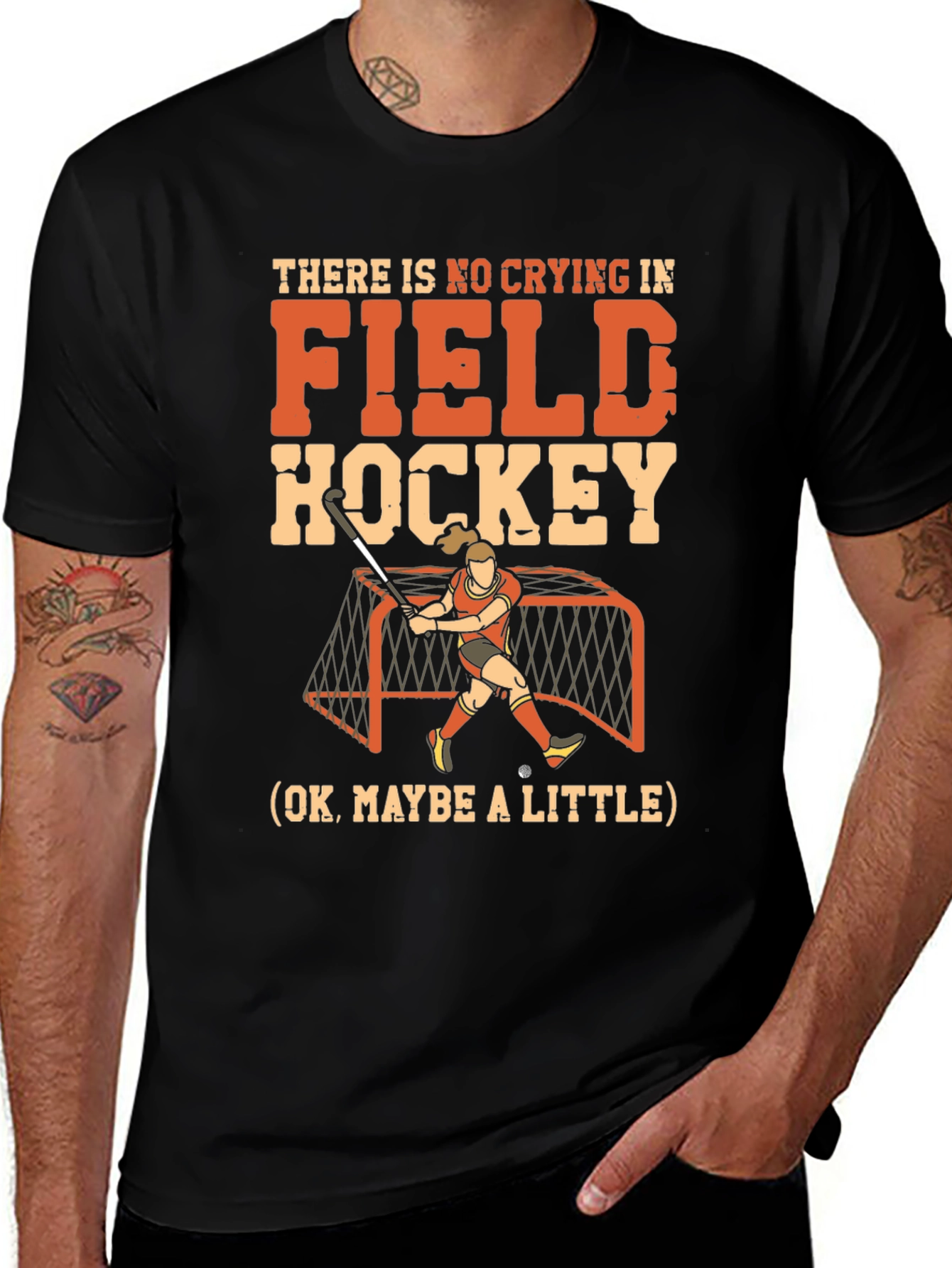 Funny Field Hockey T-Shirt: No Crying Design