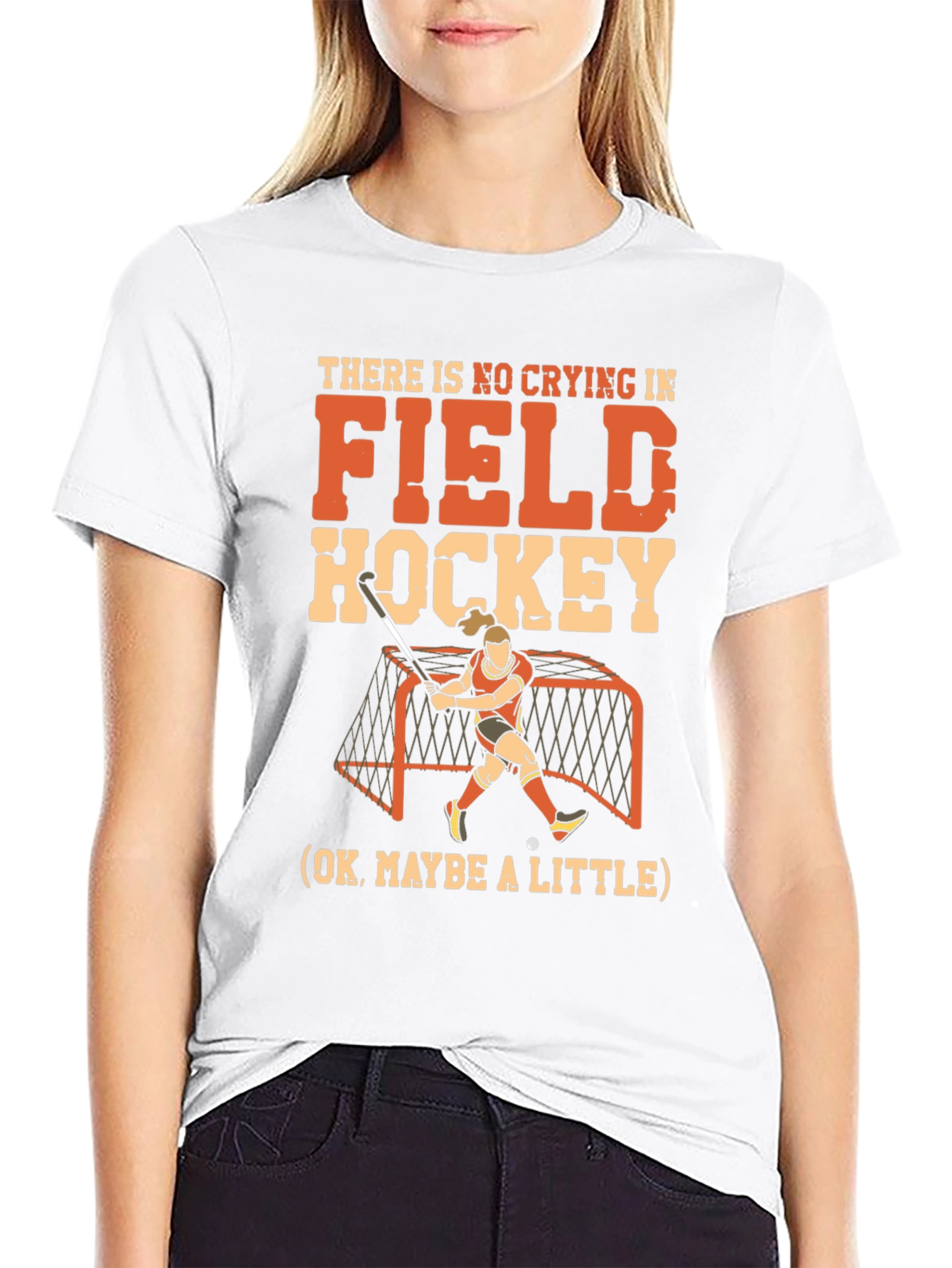 Funny Field Hockey T-Shirt: No Crying Design