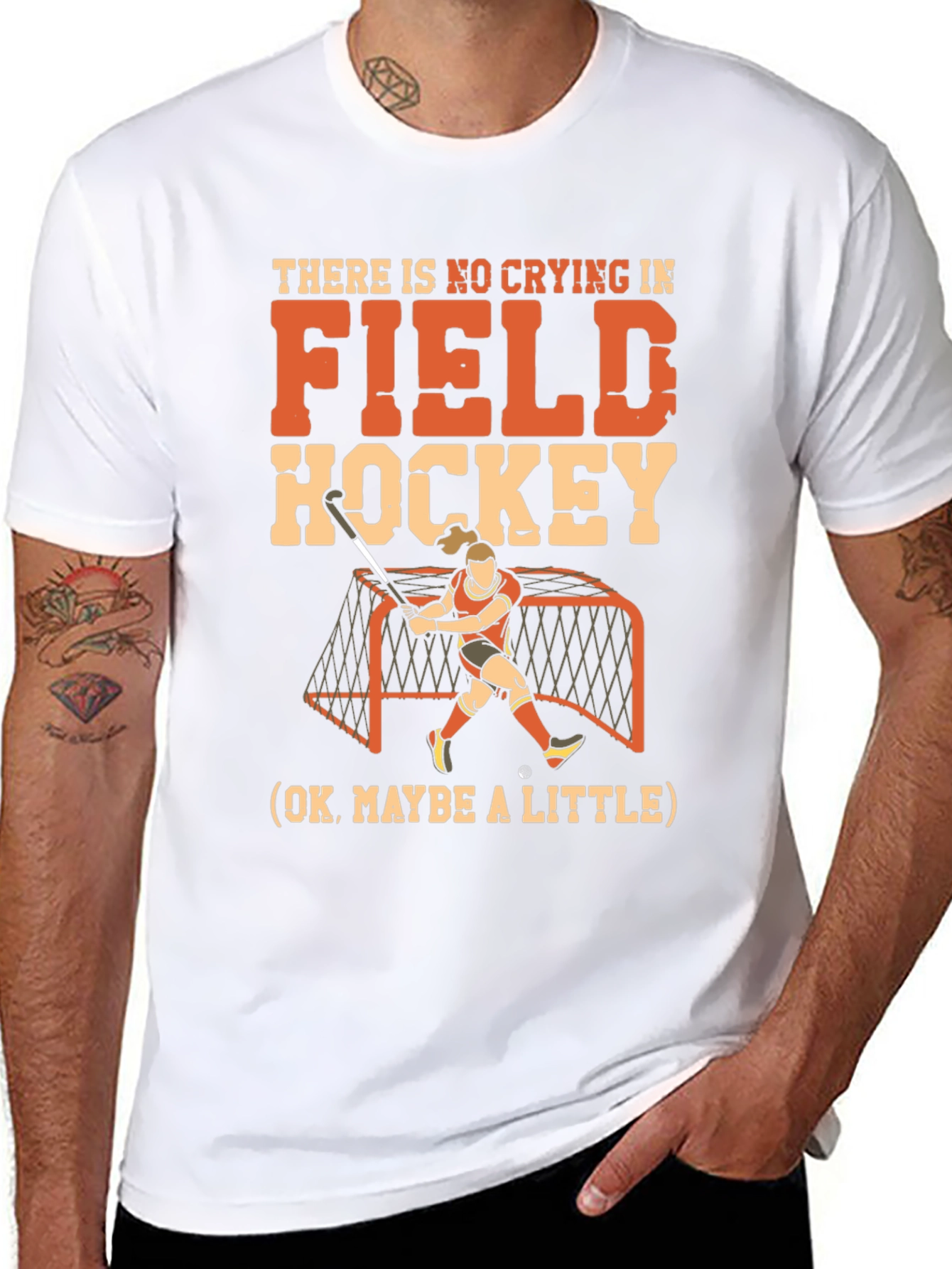 Funny Field Hockey T-Shirt: No Crying Design