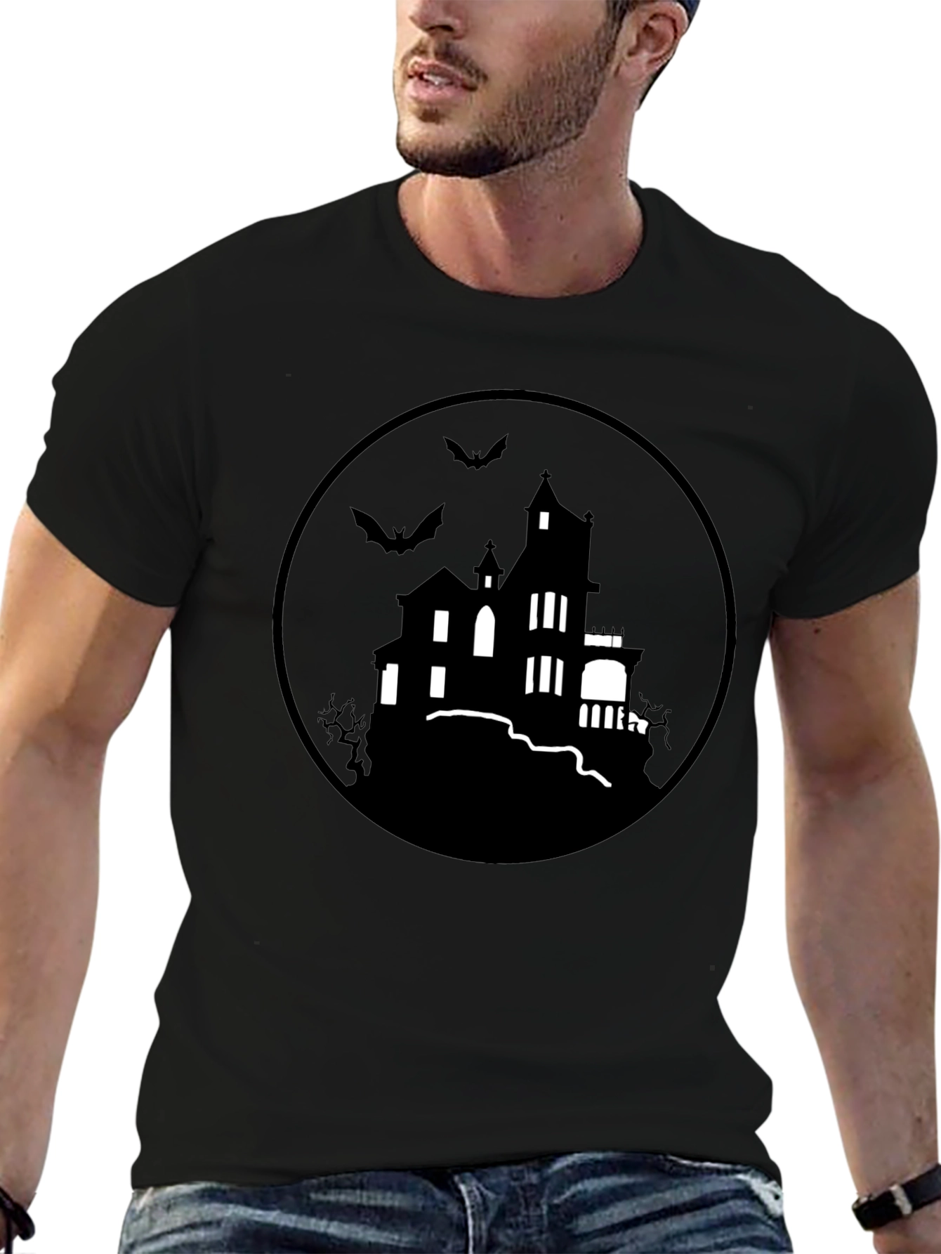 Spooky Haunted House Graphic Tee - Halloween Shirt