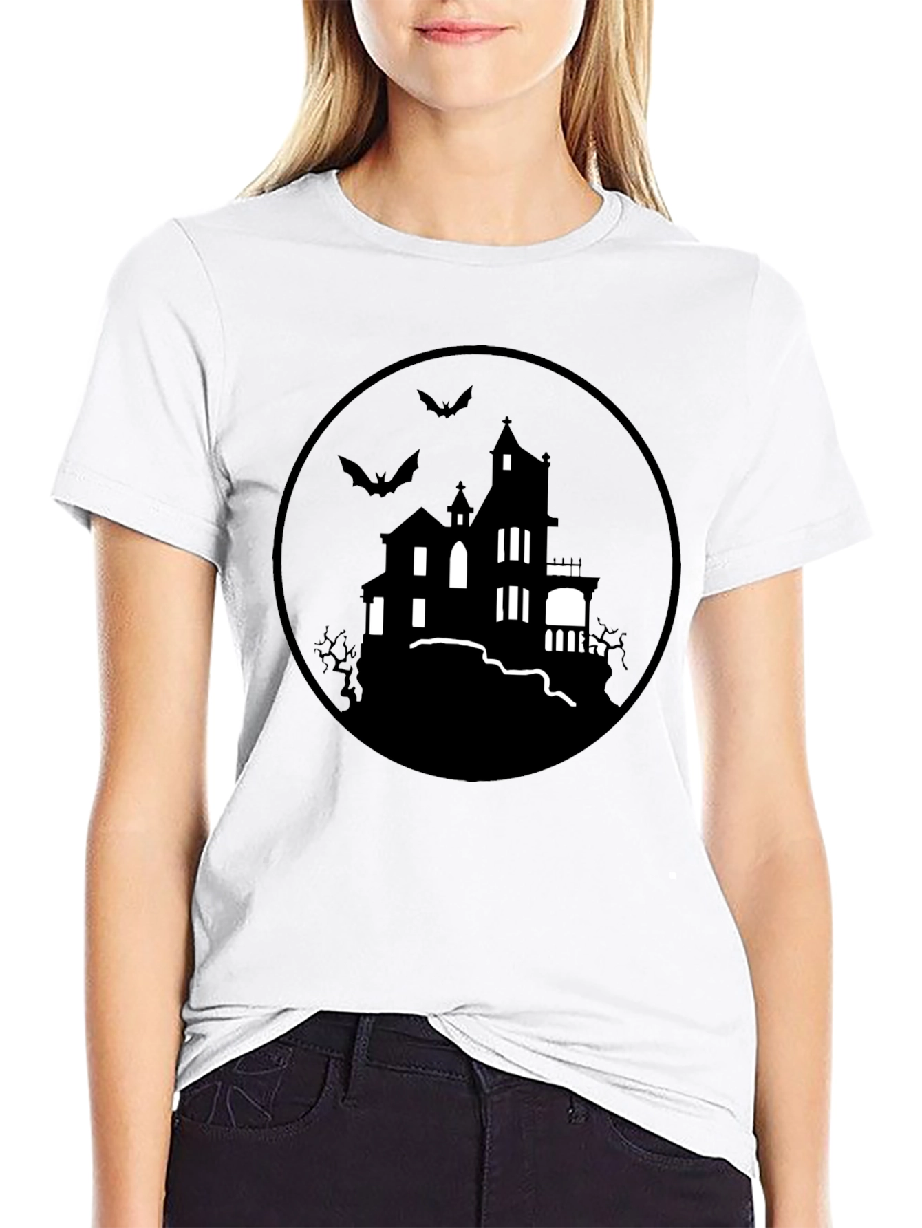 Spooky Haunted House Graphic Tee - Halloween Shirt