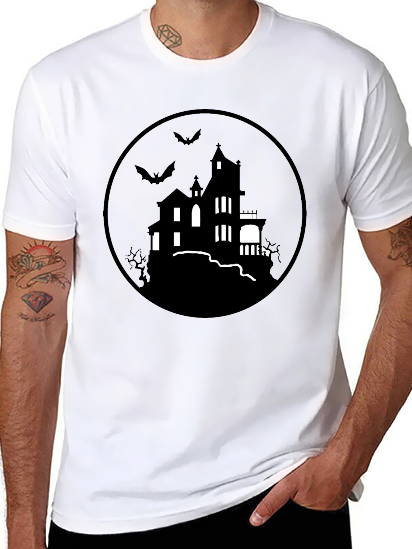 Spooky Haunted House Graphic Tee - Halloween Shirt
