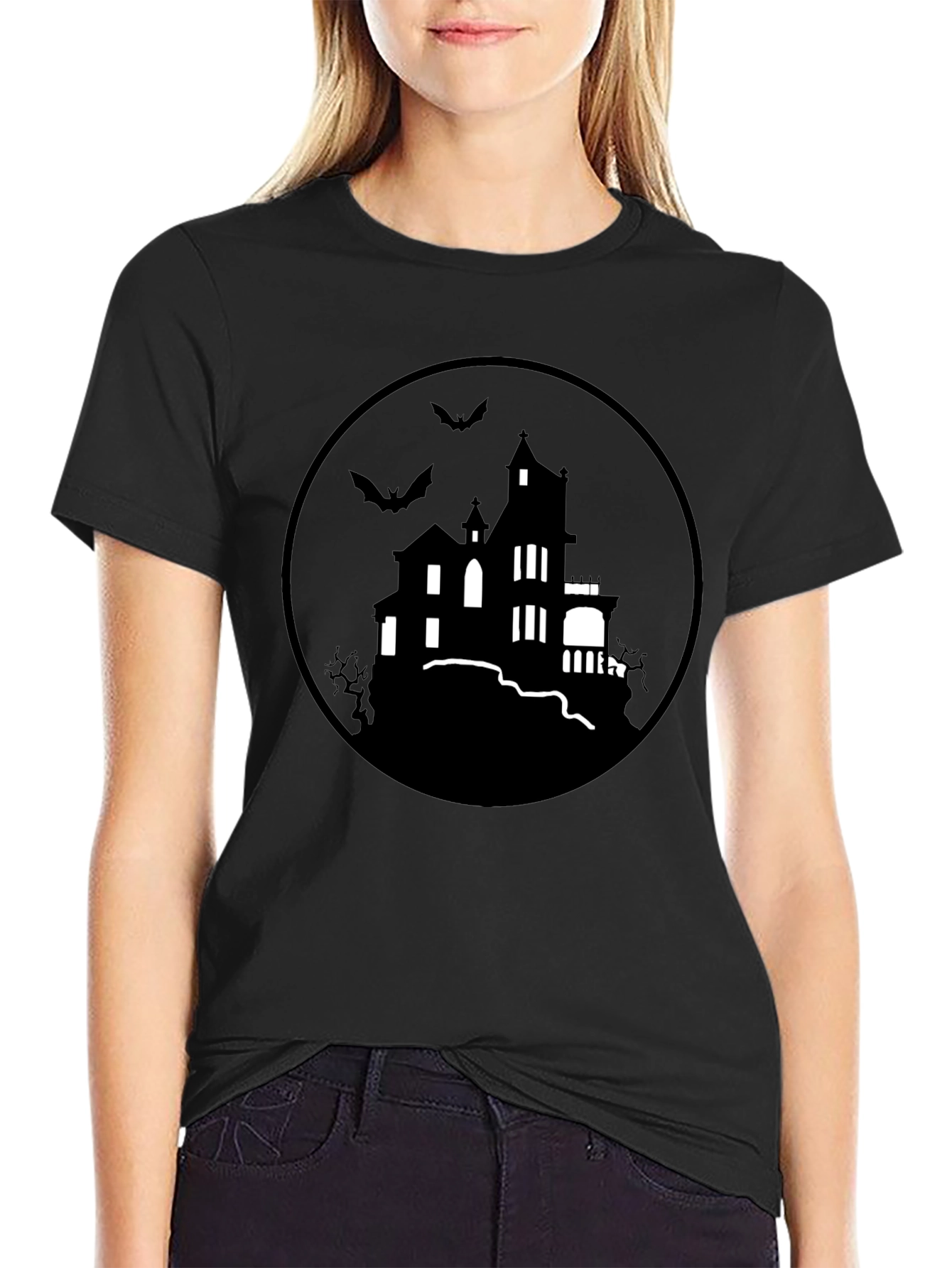 Spooky Haunted House Graphic Tee - Halloween Shirt
