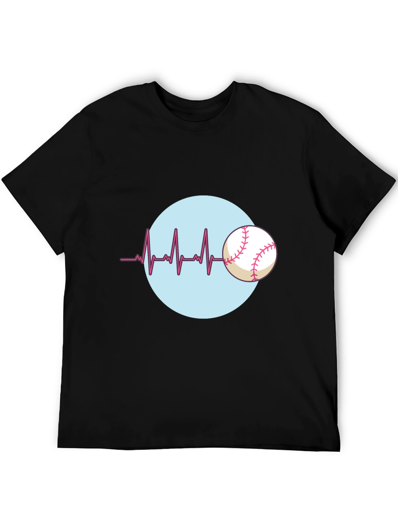 Baseball Heartbeat T-Shirt - Black Cotton Tee