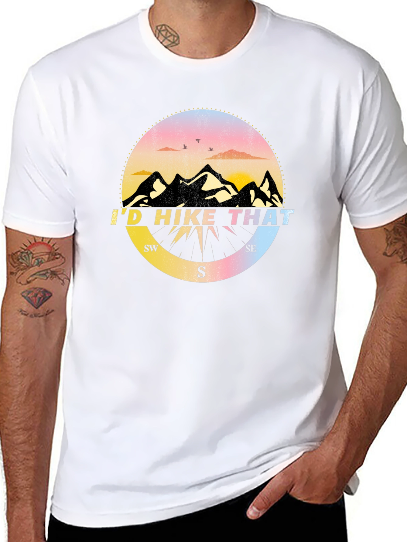 Id Hike That T-Shirt - Mountain Compass Design