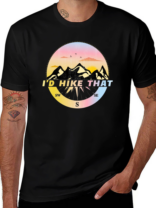 Id Hike That T-Shirt - Mountain Compass Design