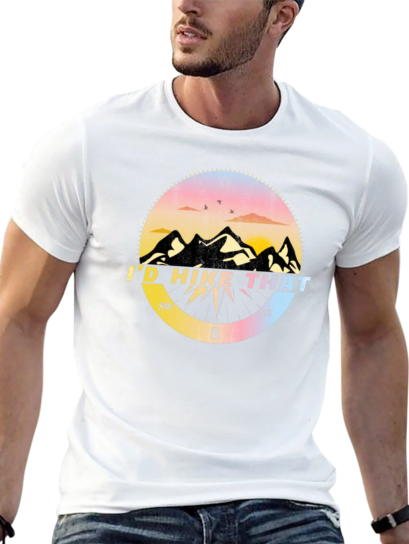 Id Hike That T-Shirt - Mountain Compass Design
