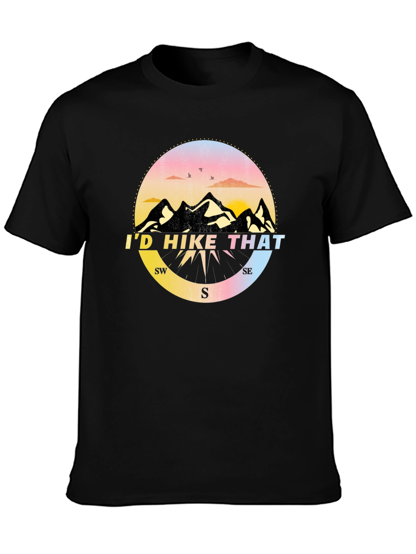 Id Hike That T-Shirt - Mountain Compass Design