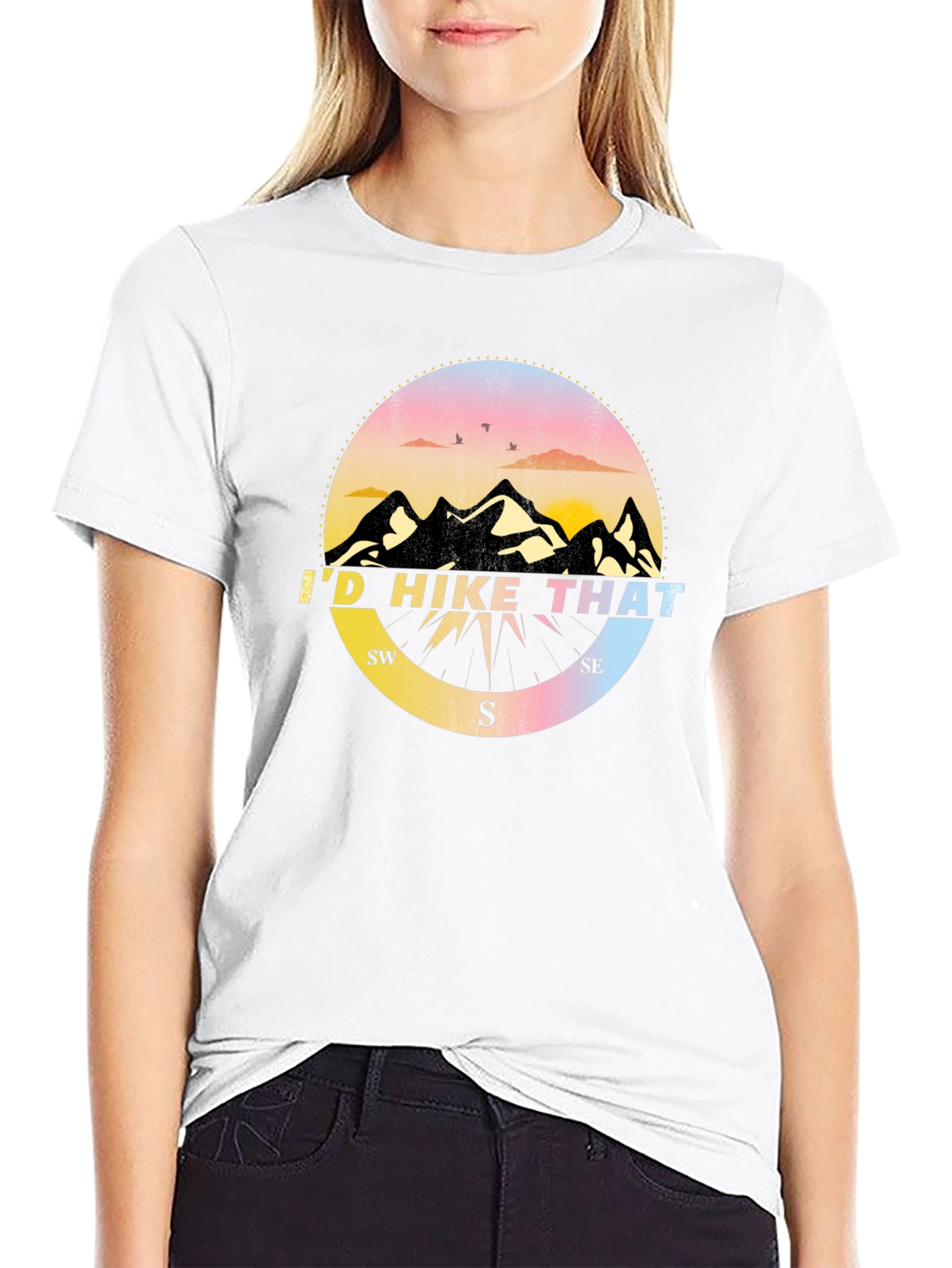 Id Hike That T-Shirt - Mountain Compass Design