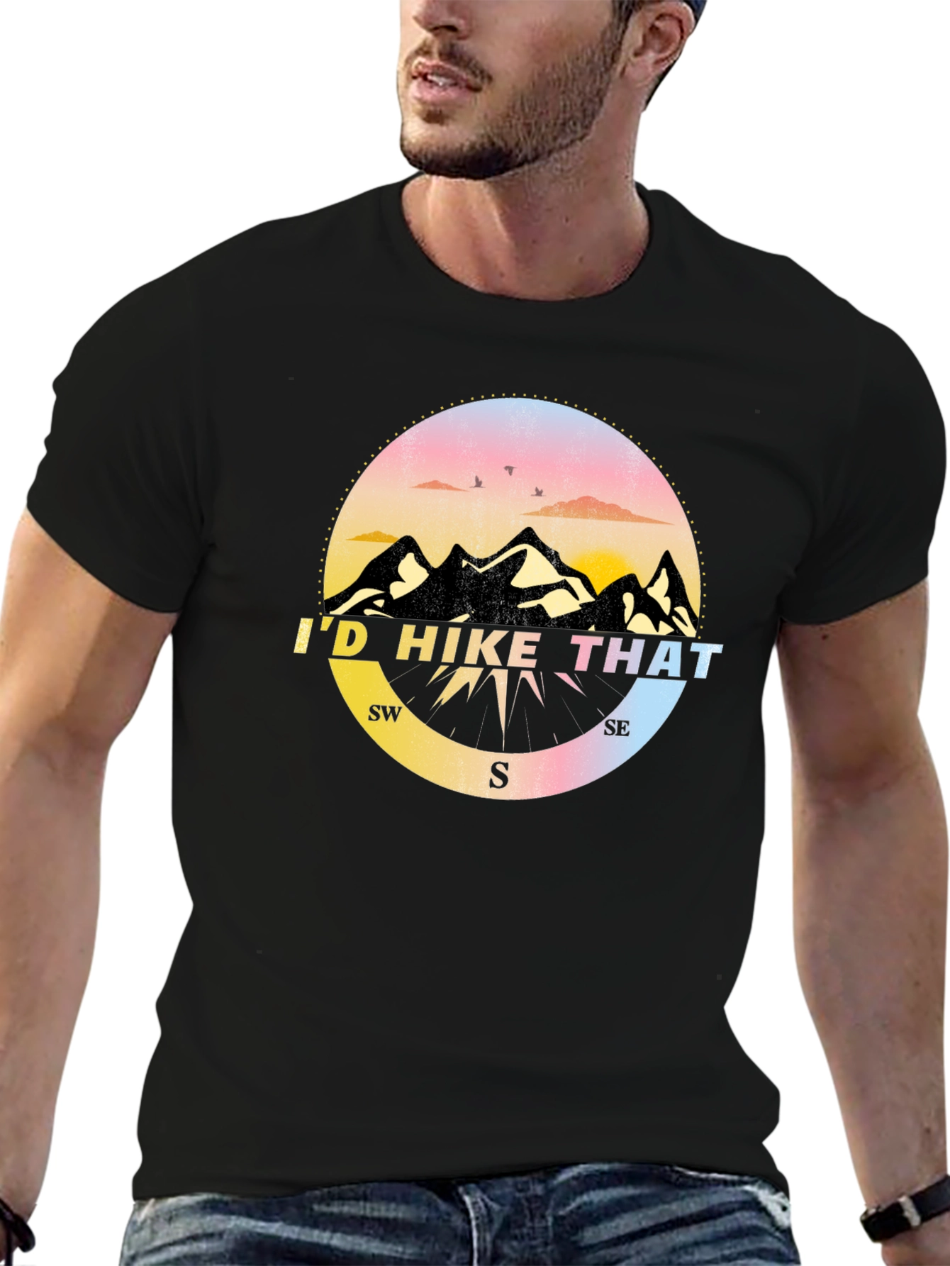 Id Hike That T-Shirt - Mountain Compass Design