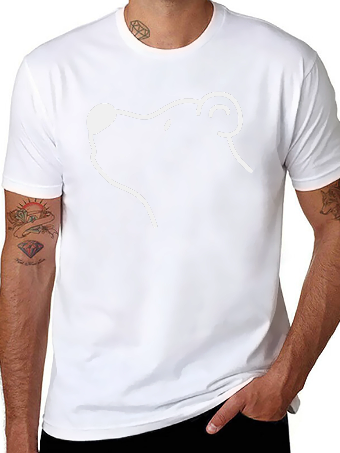 Minimalist Bear Outline Graphic Tee