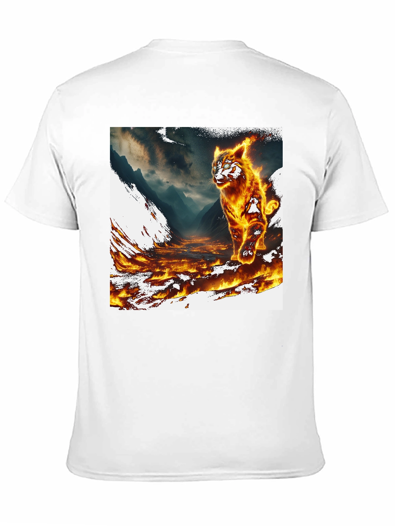 Inferno Cat Graphic Tee - Fire Design