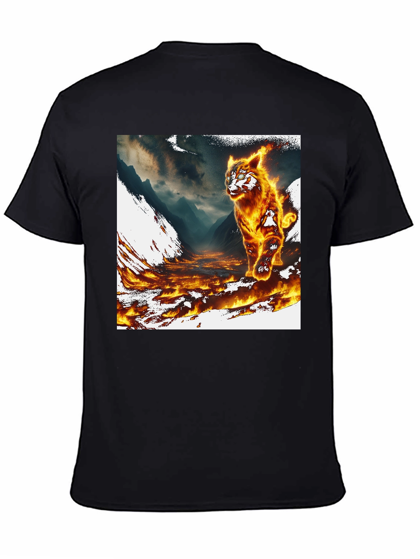 Inferno Cat Graphic Tee - Fire Design