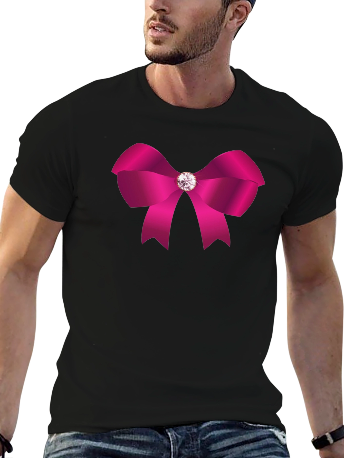 Pink Bow Graphic Tee - Stylish Casual Wear