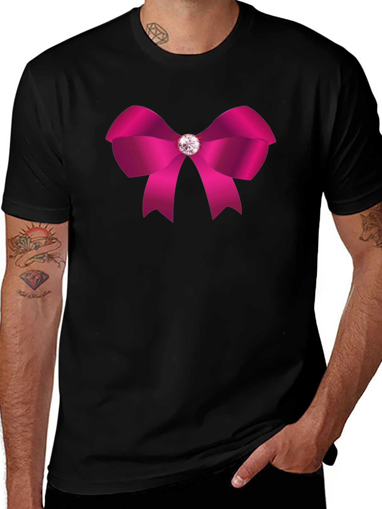 Pink Bow Graphic Tee - Stylish Casual Wear