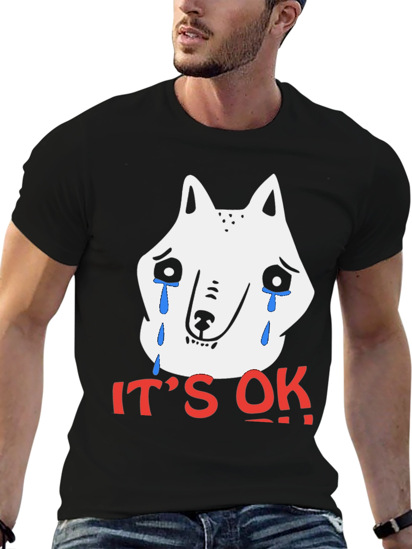 Its Ok Crying Wolf Graphic T-Shirt