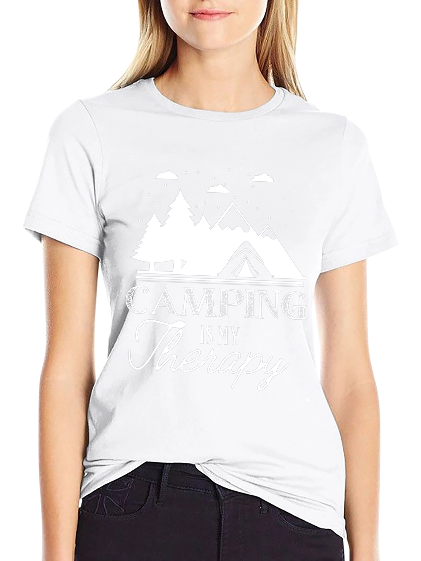 Camping Is My Therapy Black Graphic Tee