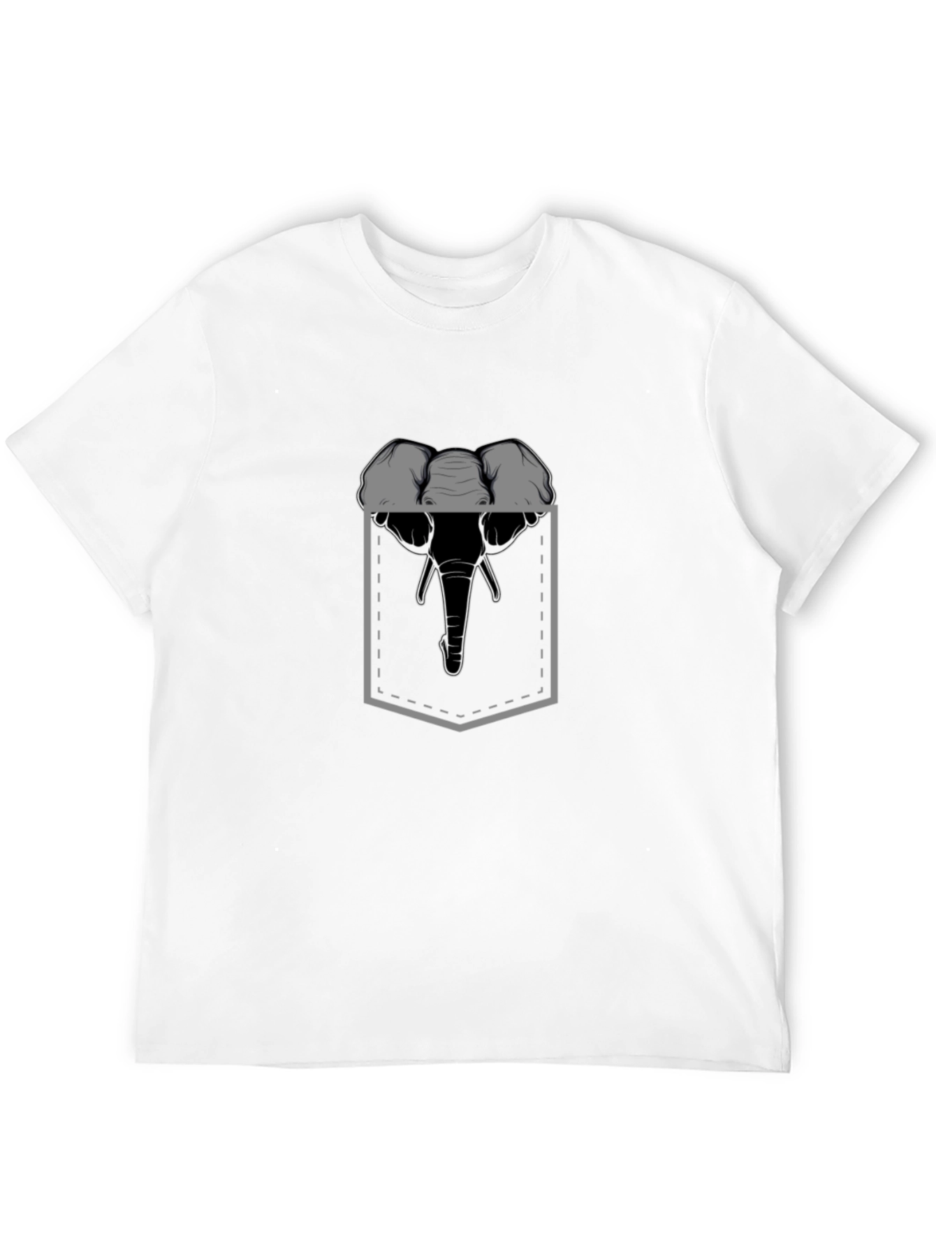 Elephant in Pocket T-Shirt - Black Cotton Tee