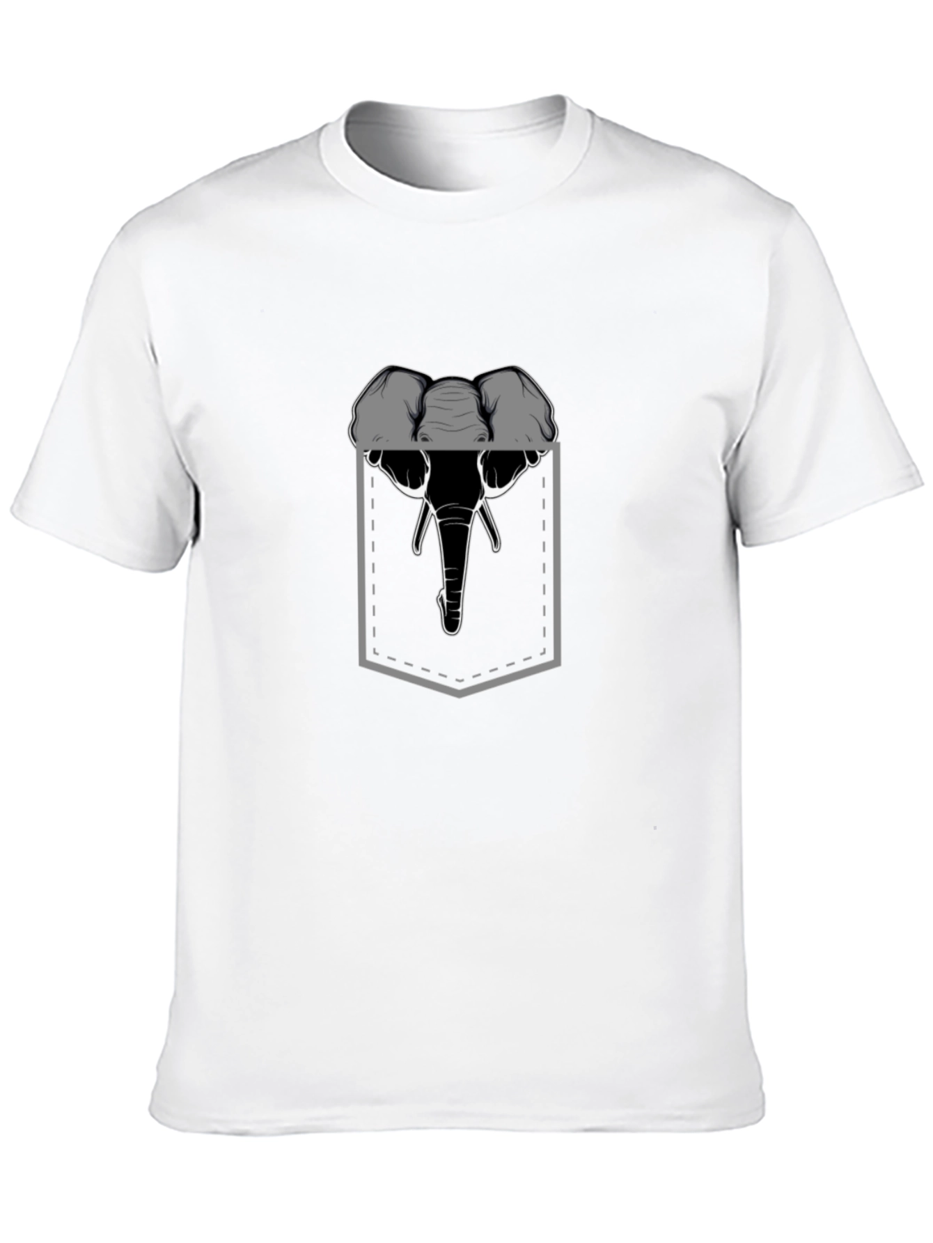 Elephant in Pocket T-Shirt - Black Cotton Tee
