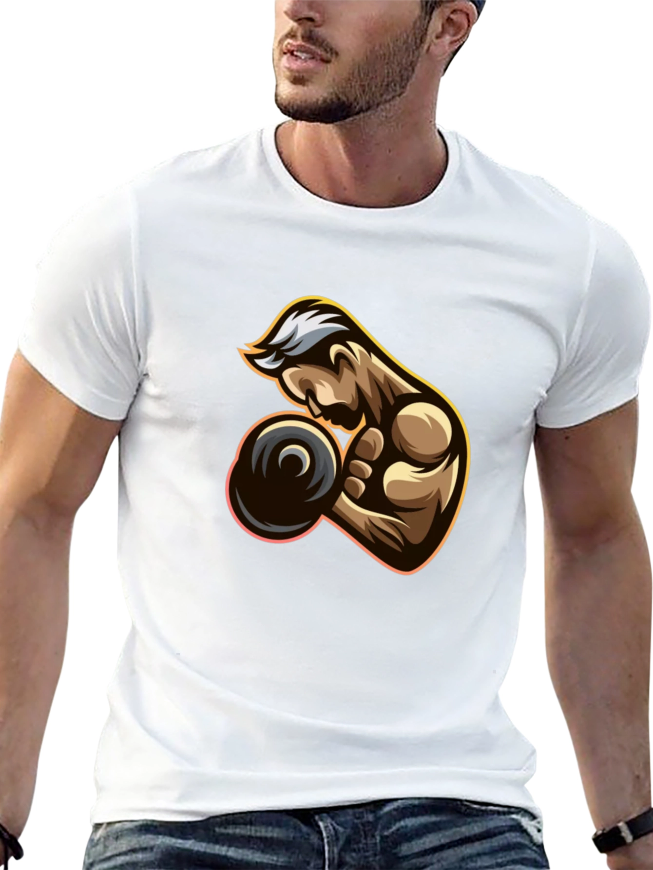 Muscle Man Graphic Tee - Black Cotton