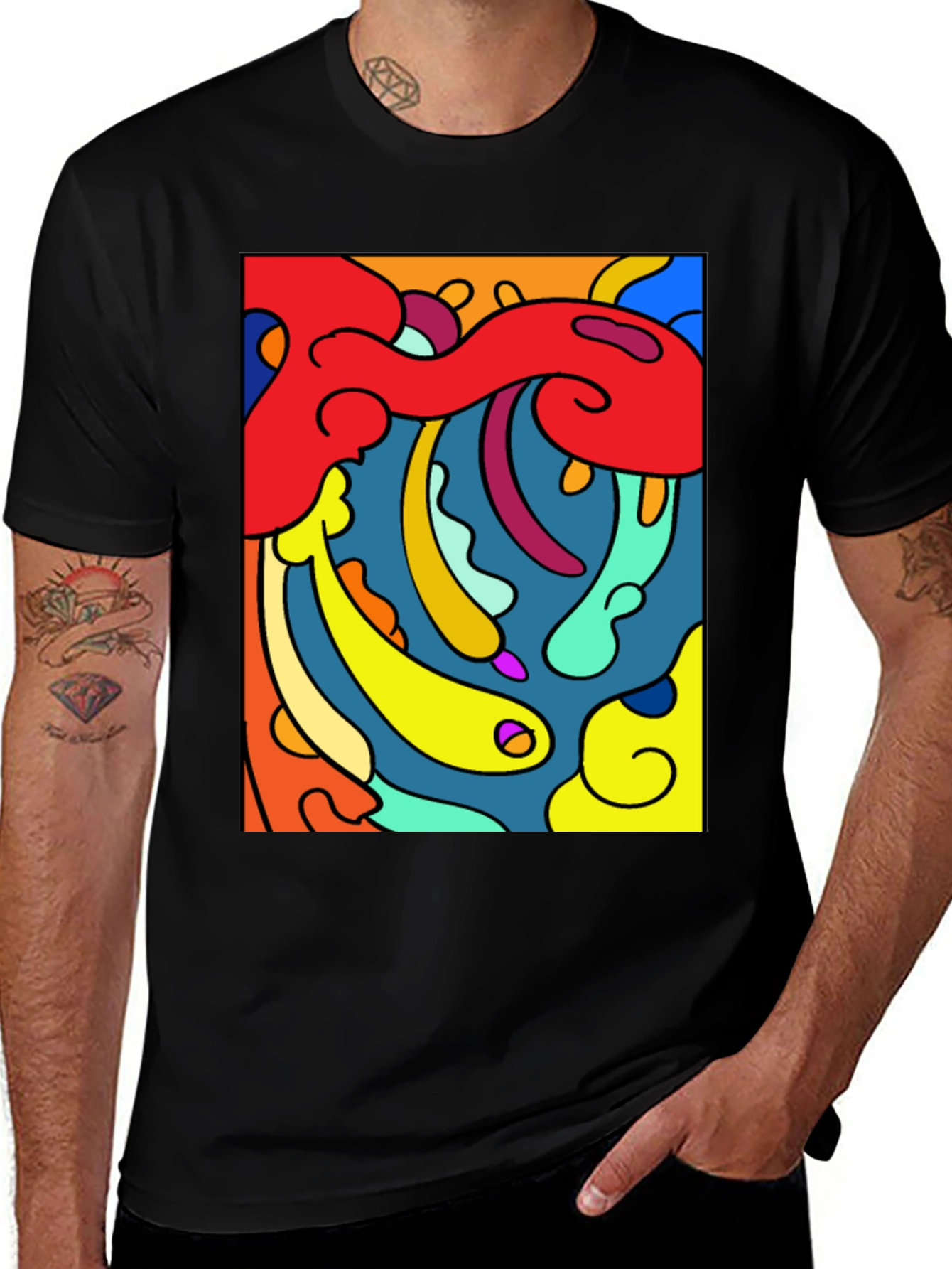 Abstract Art Graphic Black T-Shirt