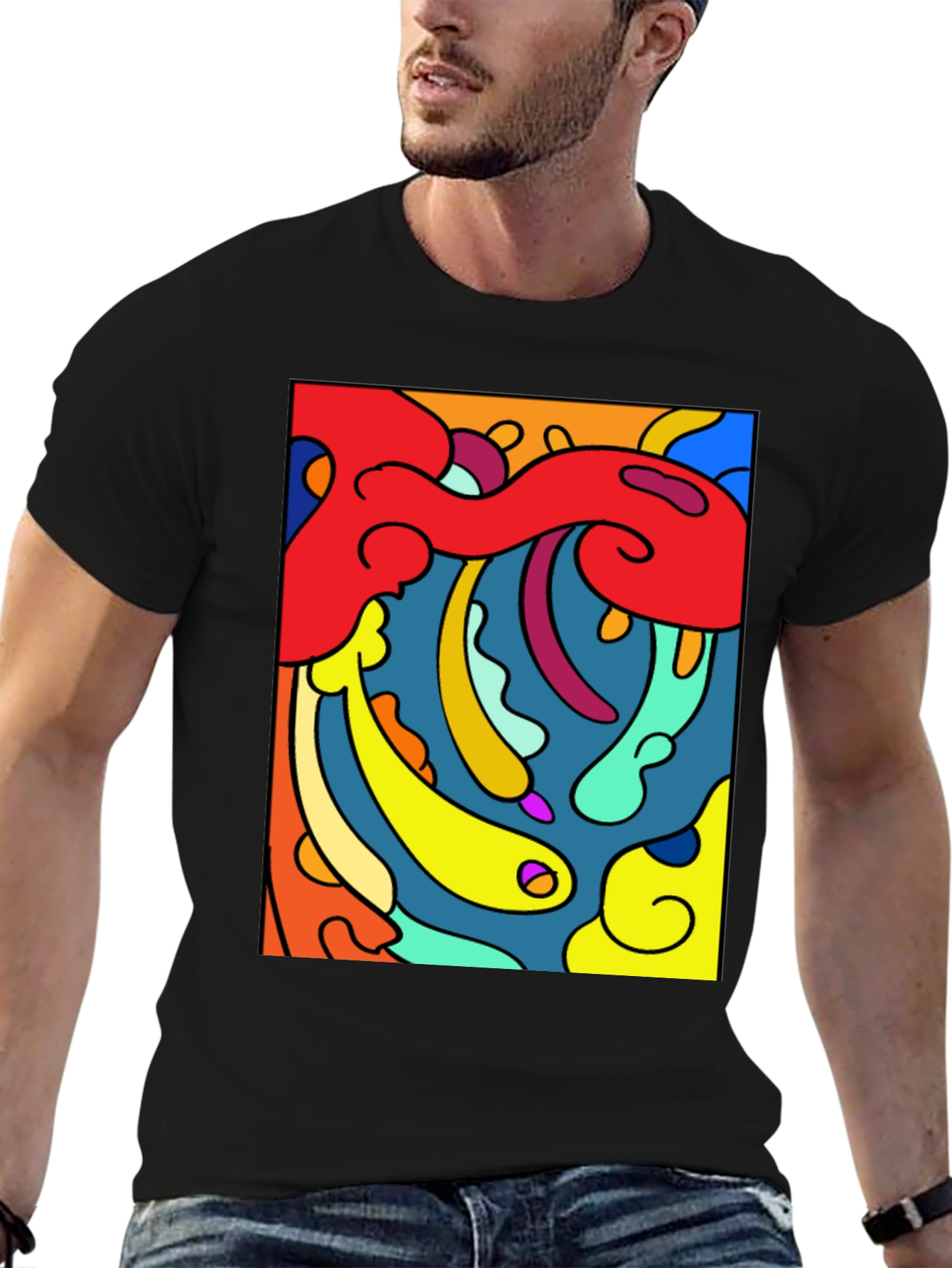Abstract Art Graphic Black T-Shirt