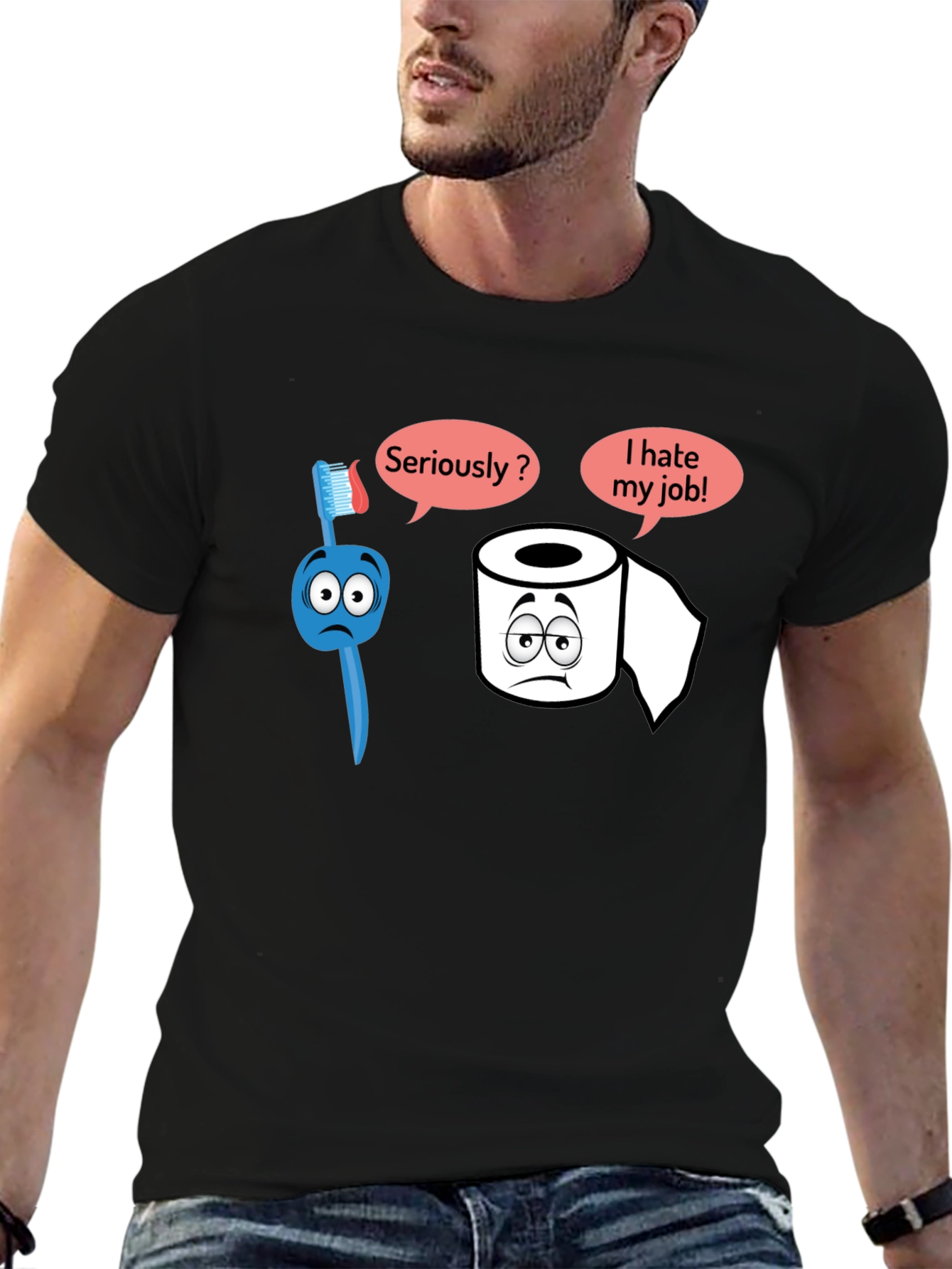 Humorous T-Shirt: Toothbrush and Toilet Paper