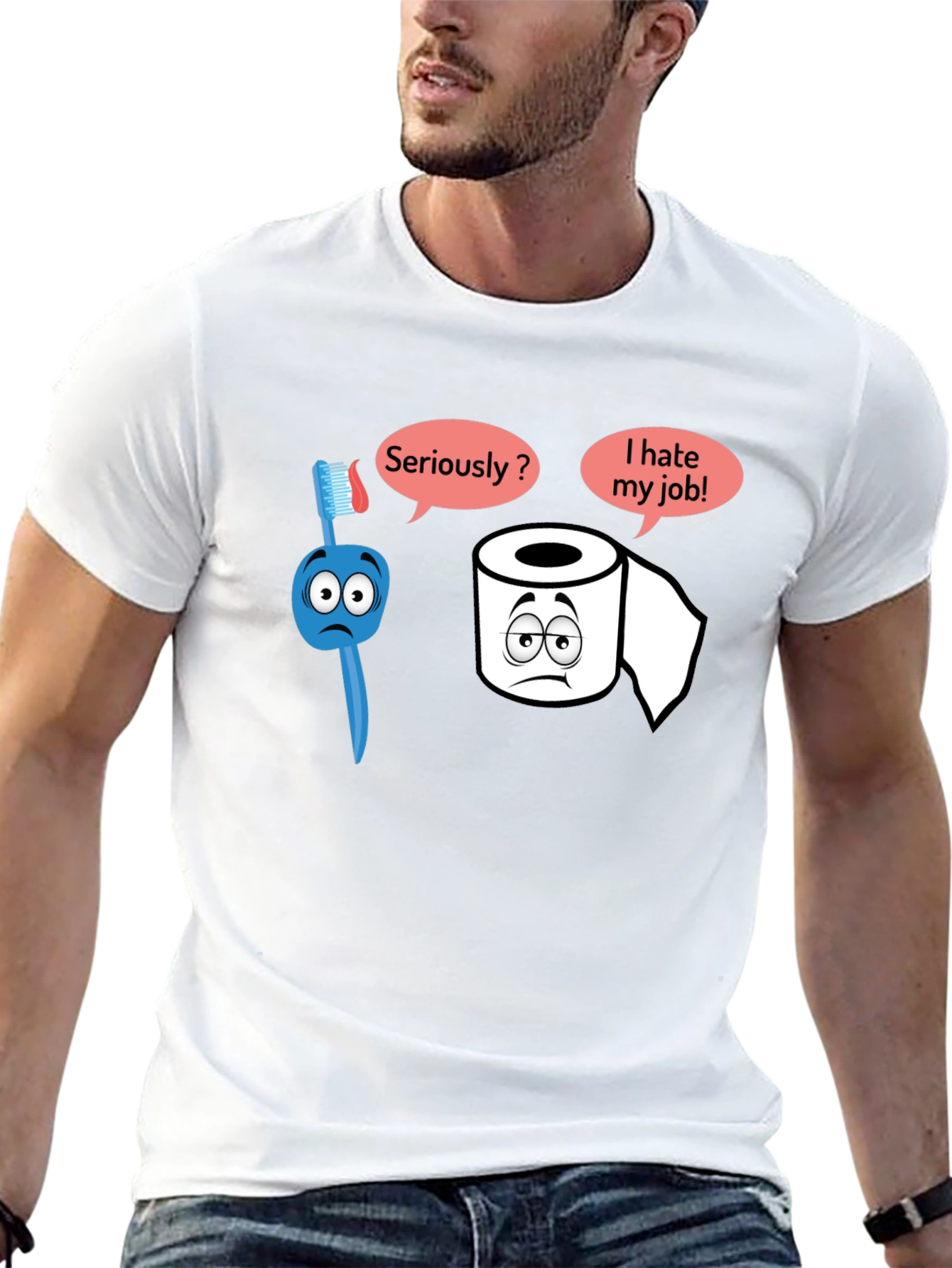Humorous T-Shirt: Toothbrush and Toilet Paper