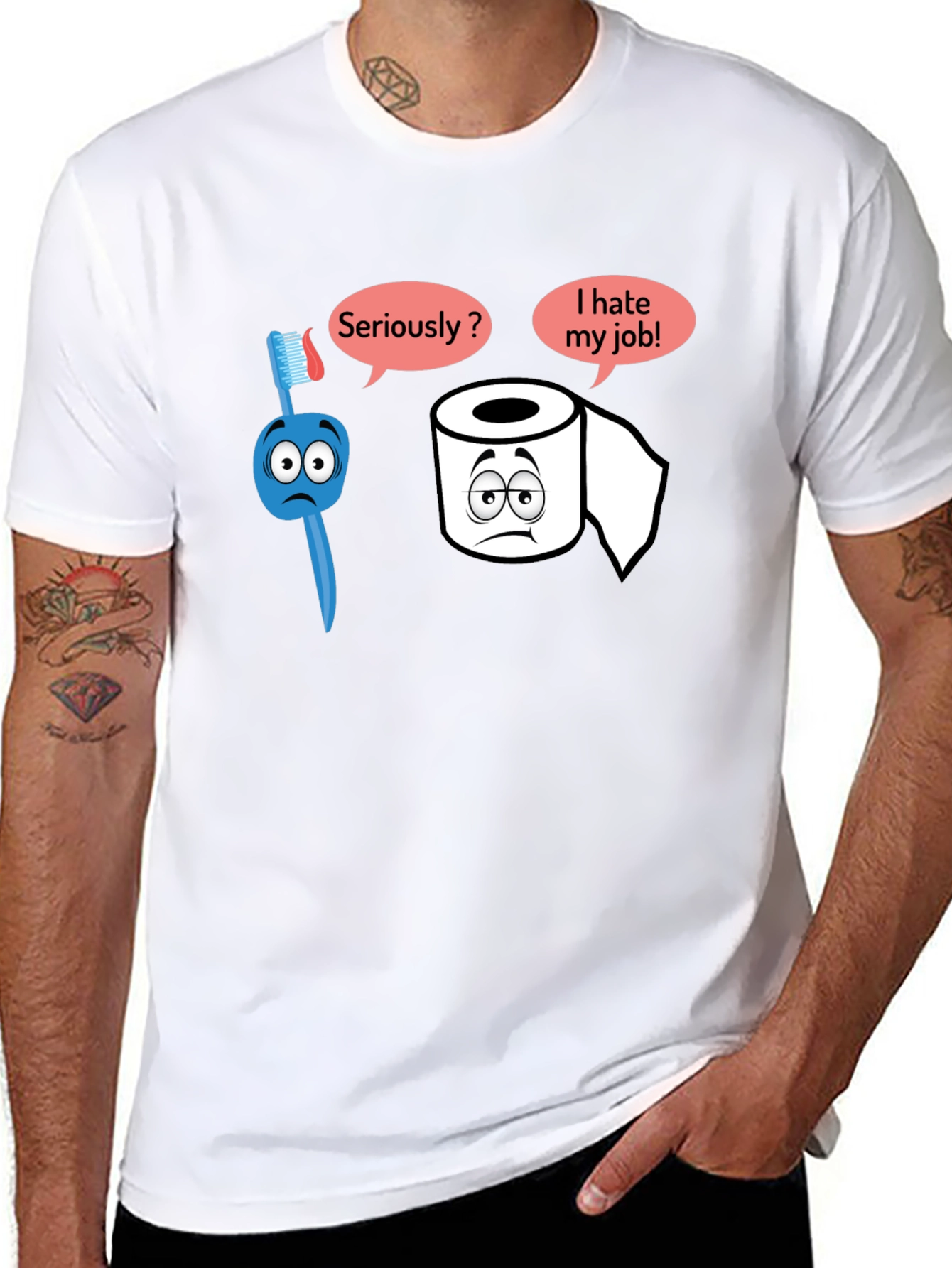 Humorous T-Shirt: Toothbrush and Toilet Paper