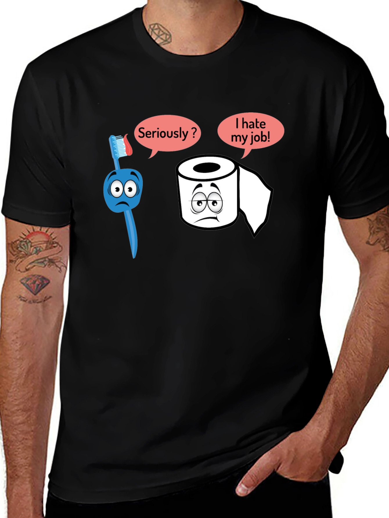 Humorous T-Shirt: Toothbrush and Toilet Paper