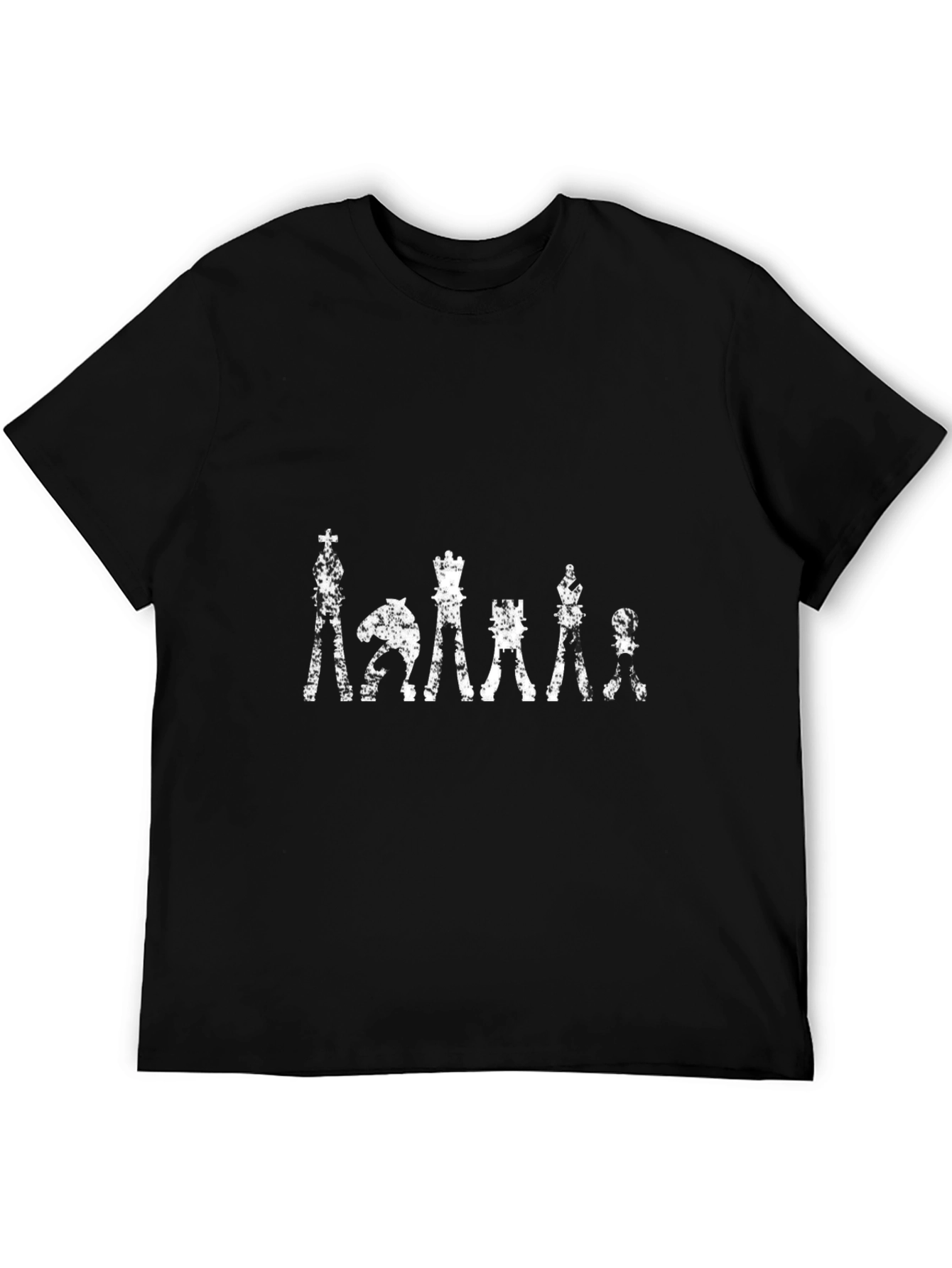 Chess Piece Distressed Graphic T-Shirt - Black Cotton Tee