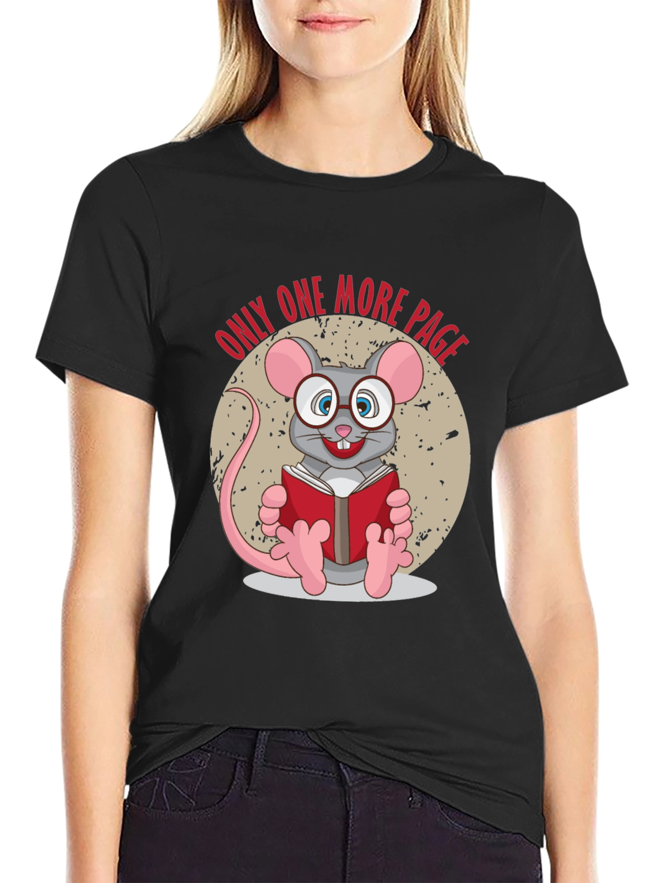 Only One More Page T-Shirt - Reading Mouse