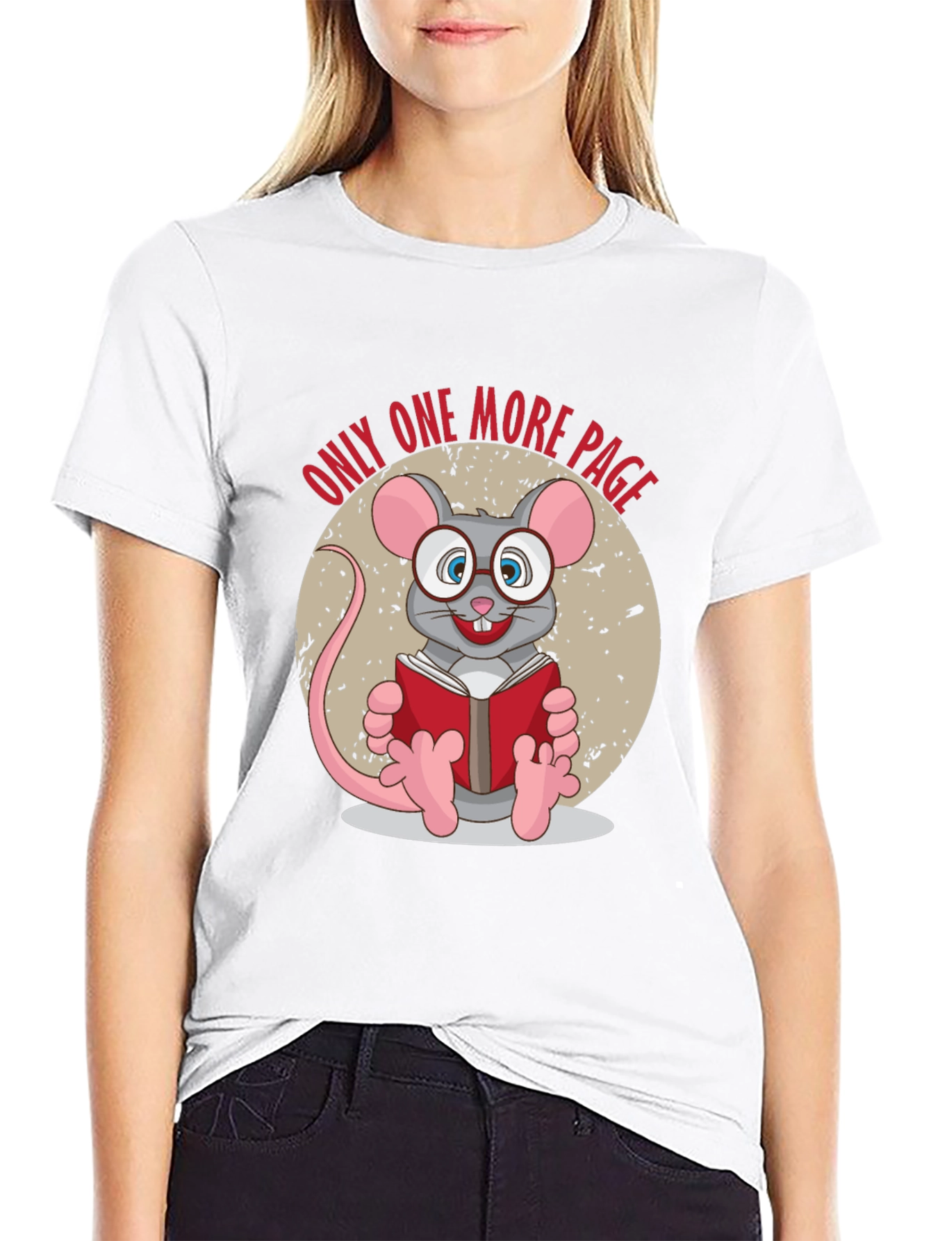 Only One More Page T-Shirt - Reading Mouse