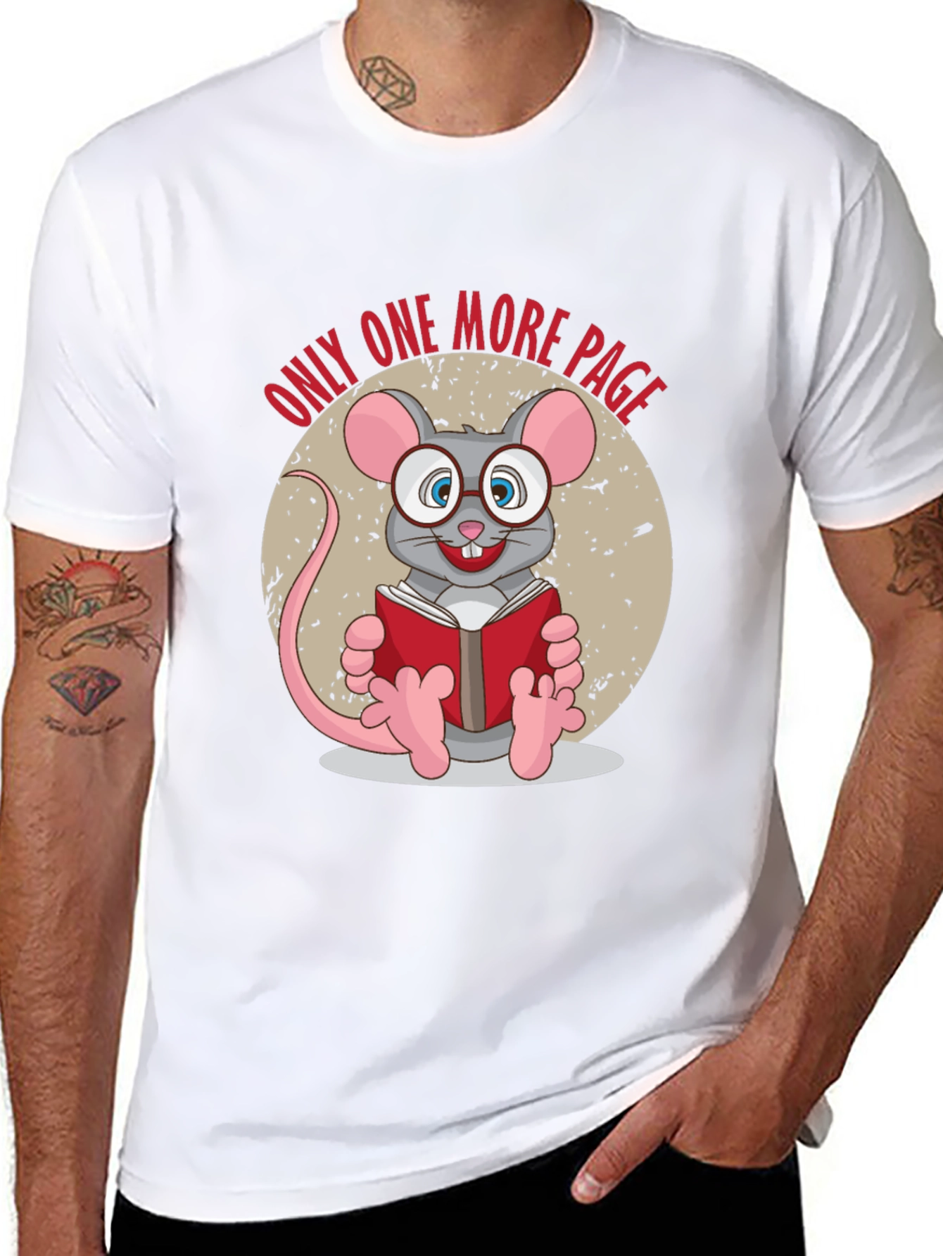 Only One More Page T-Shirt - Reading Mouse