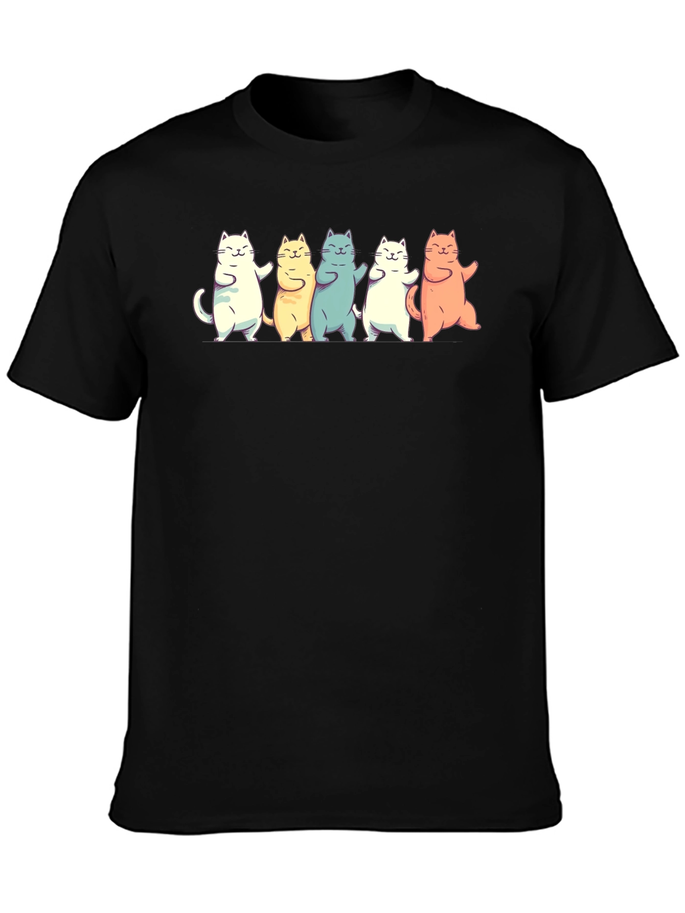 Dancing Cats Graphic T-Shirt - Black